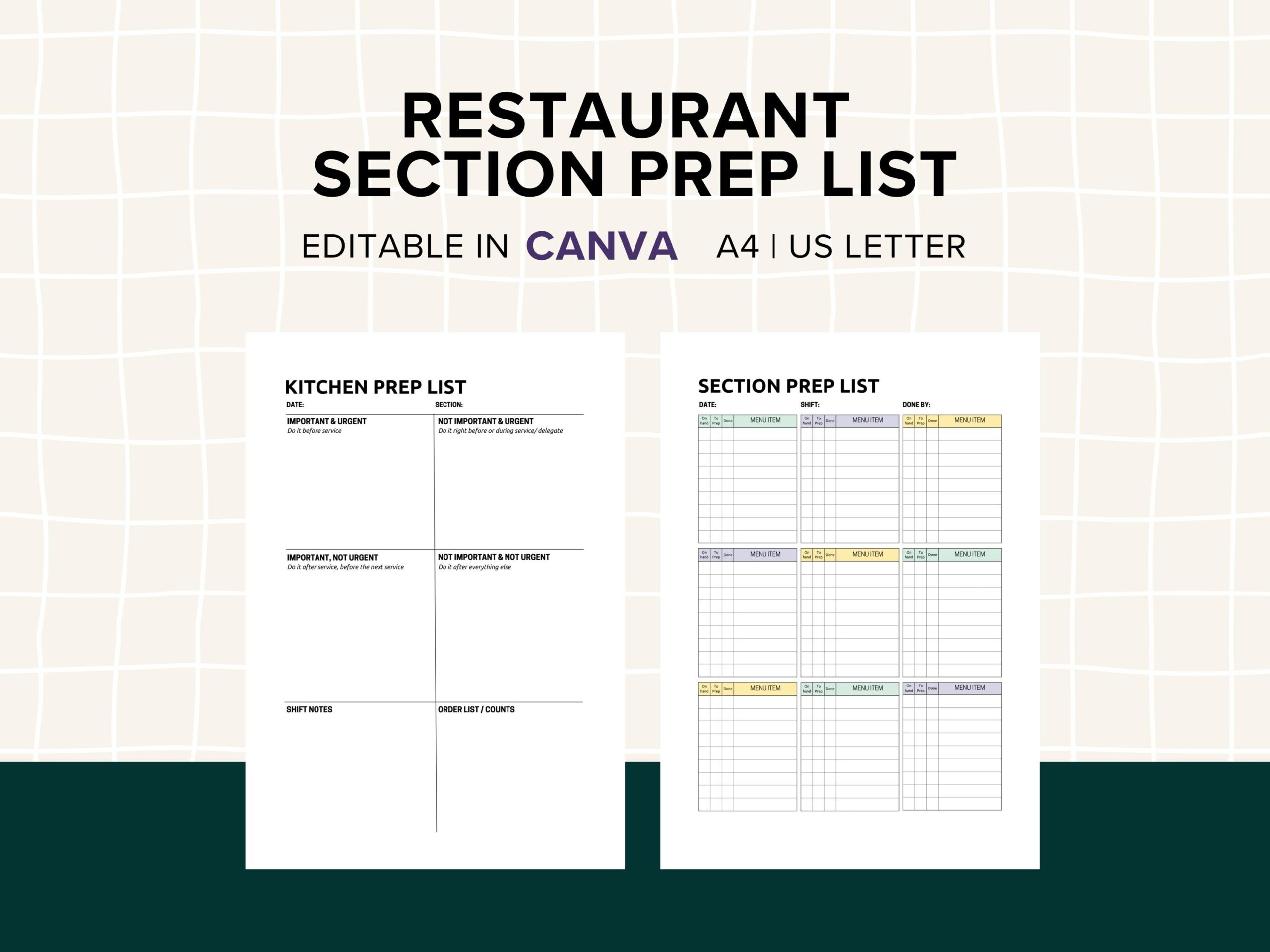 Kitchen Daily Prep List Section Shift Handover Notes For Chefs 