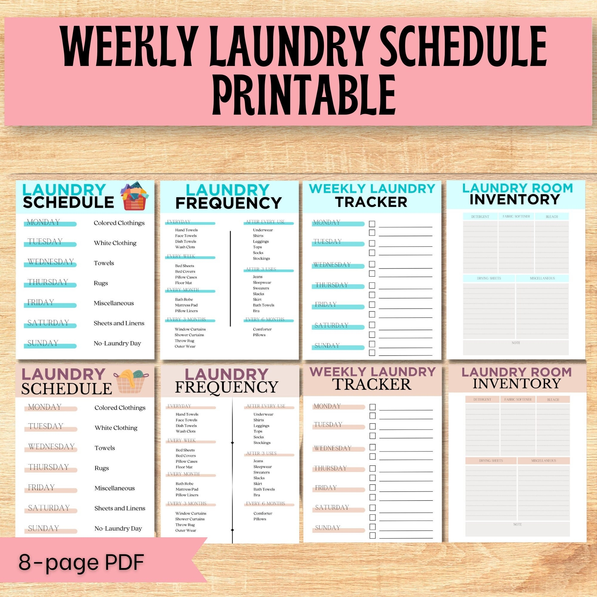 Laundry Schedule Laundry Checklist Laundry Planner Laundry List Laundry Tracker Laundry Guide Cleaner Caregiver Checklist ADHD Cleaning Etsy