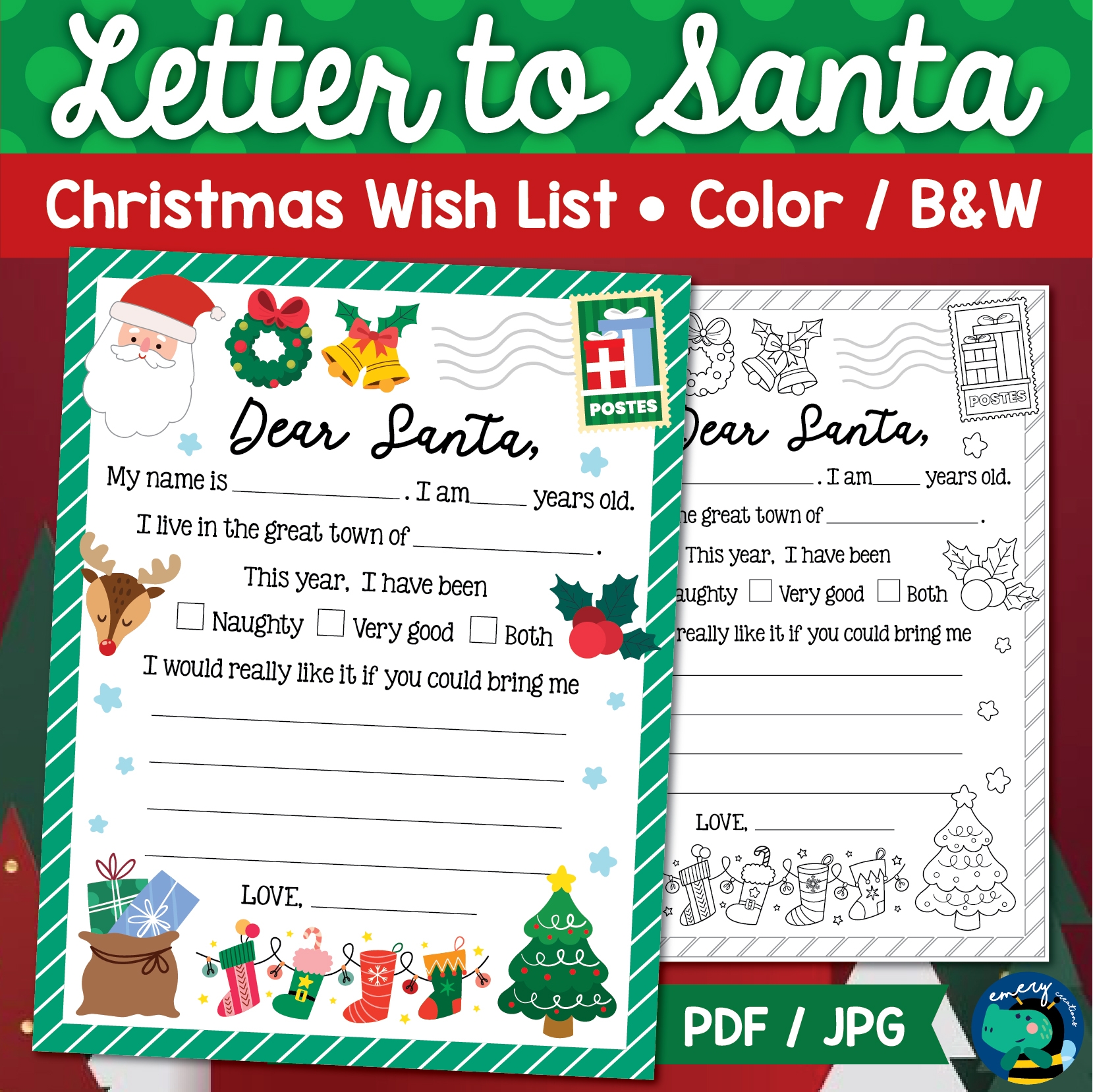 Letter To Santa Christmas Wish List Christmas Letter Printable 