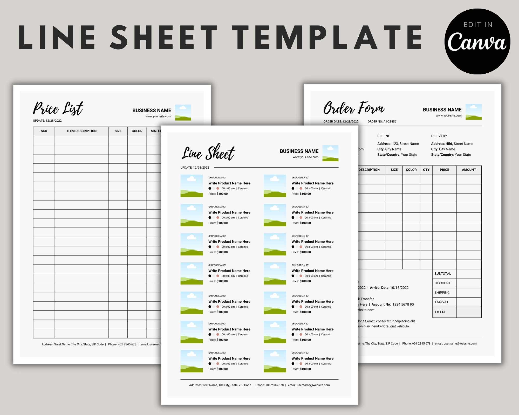Line Sheet For Wholesale Price List Template Editable Template Catalog Seller Shop Product Sales Sheet Canva Linesheet Catalogue Etsy