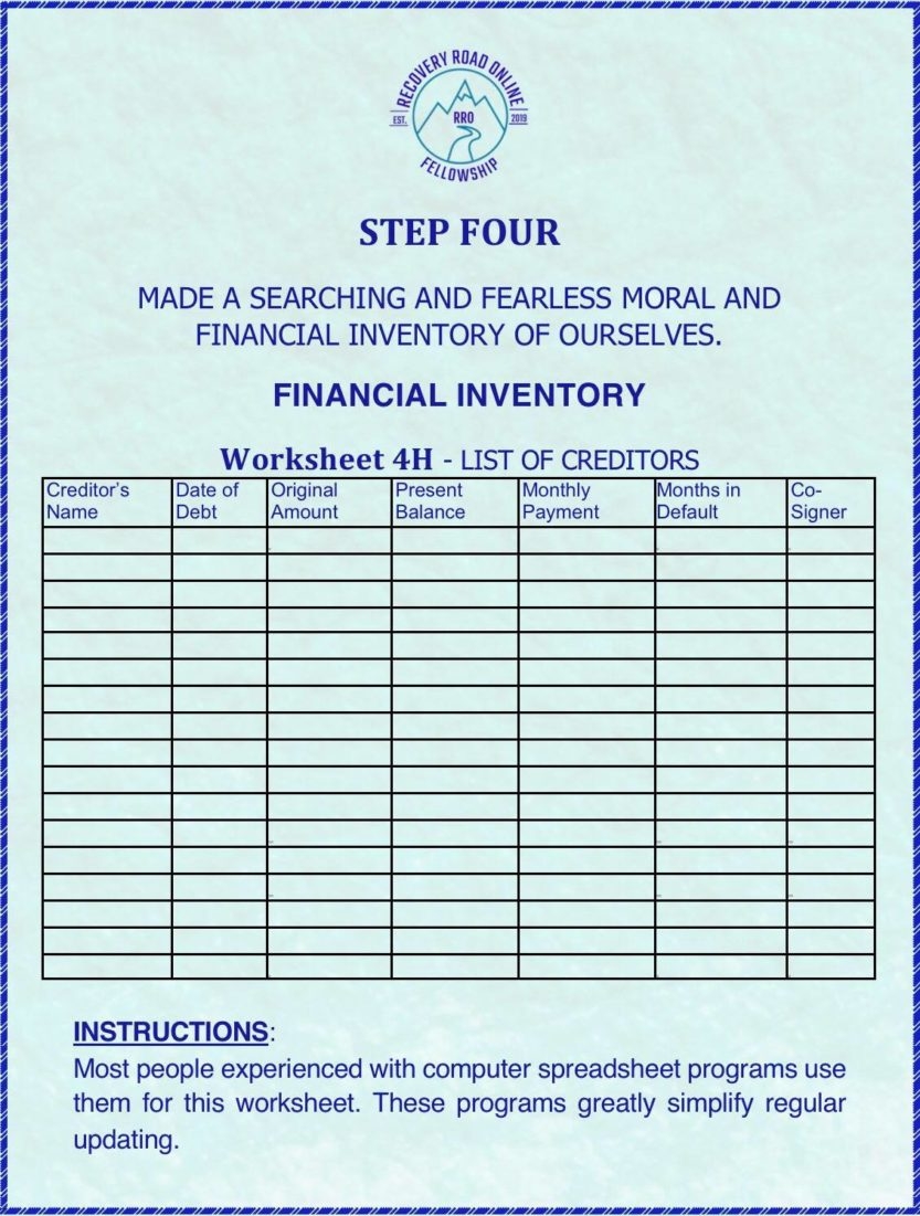 Creditor List Template