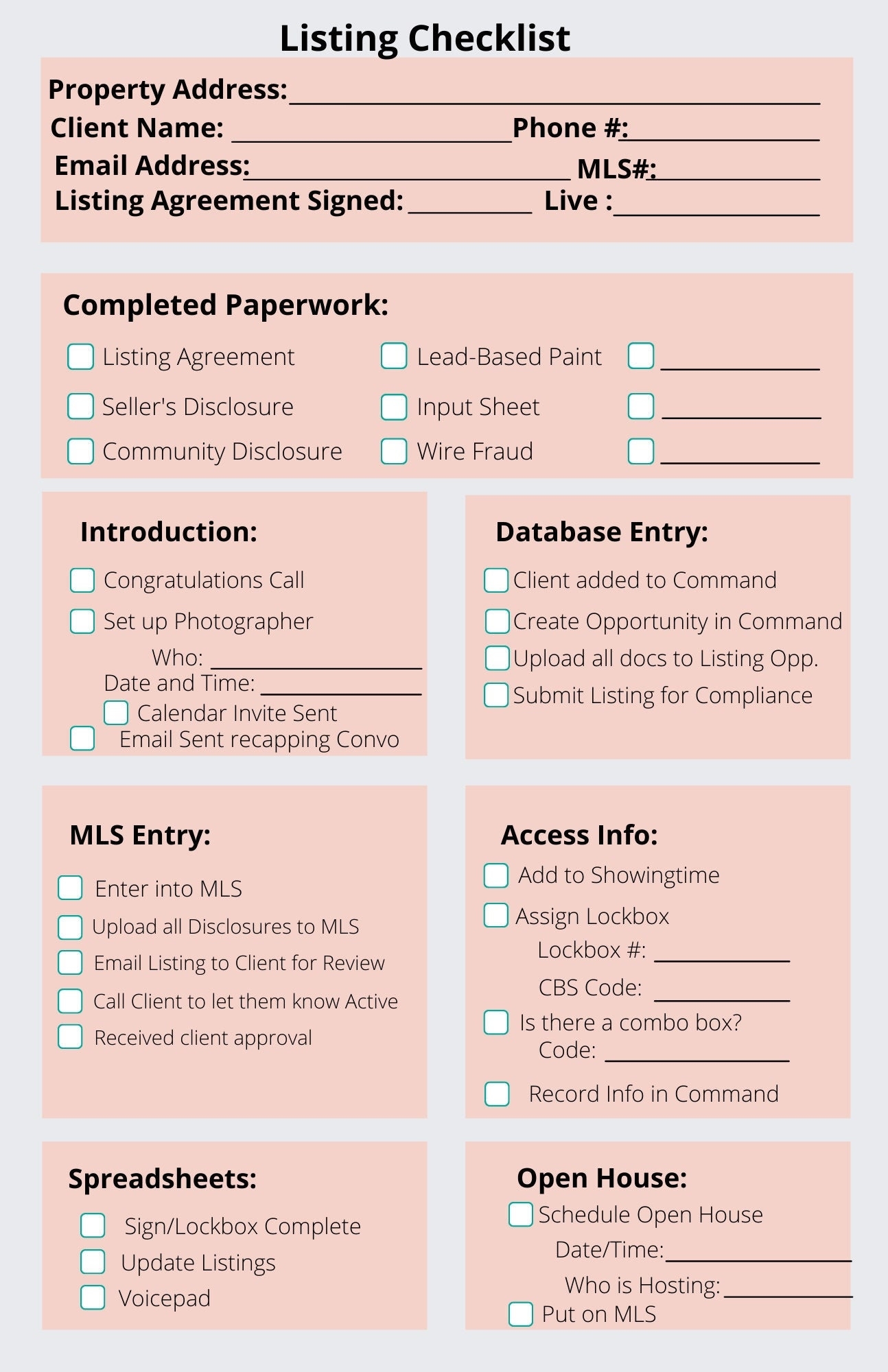 Real Estate Listing Checklist Template