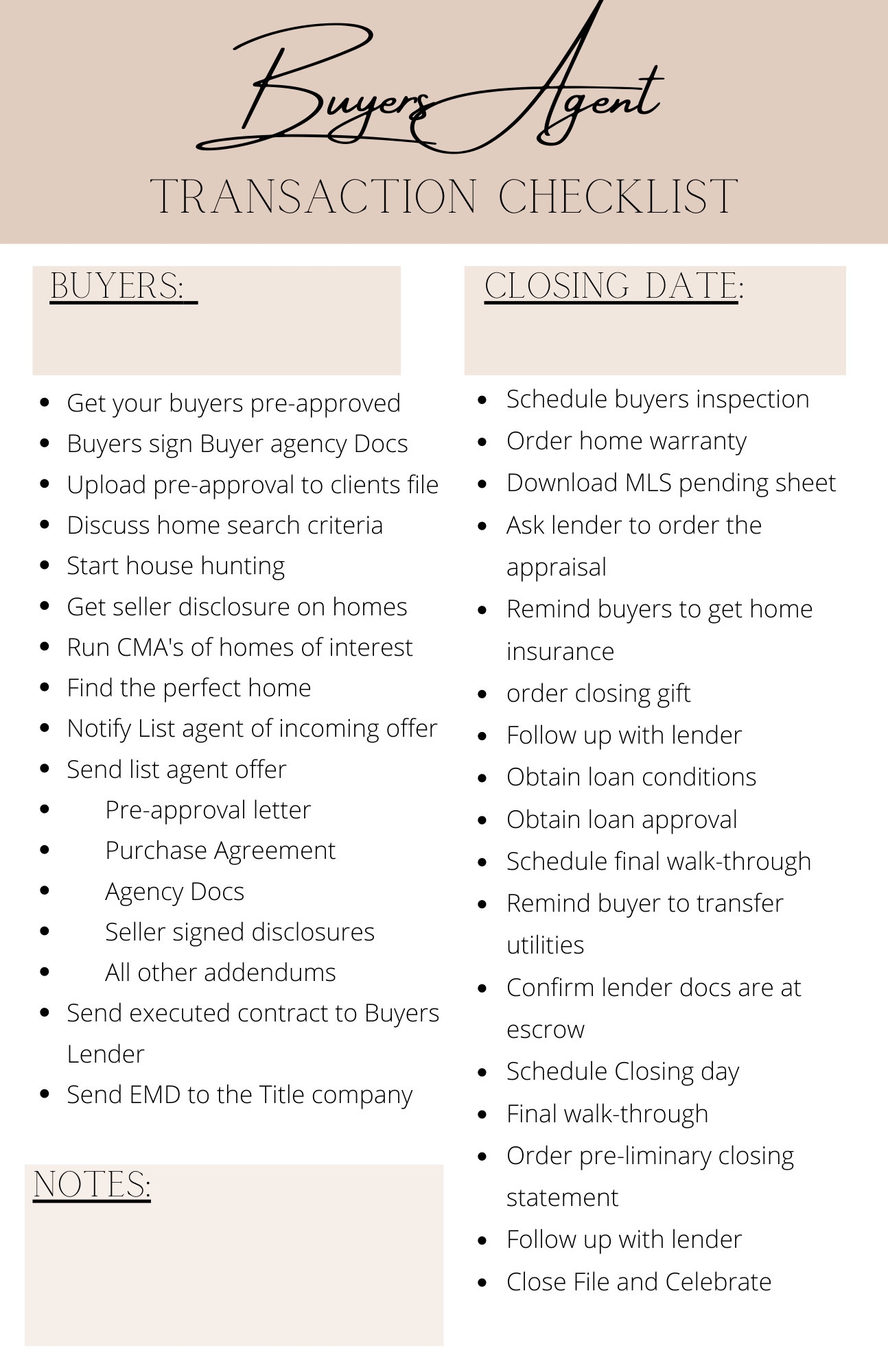 Real Estate Listing Checklist Template