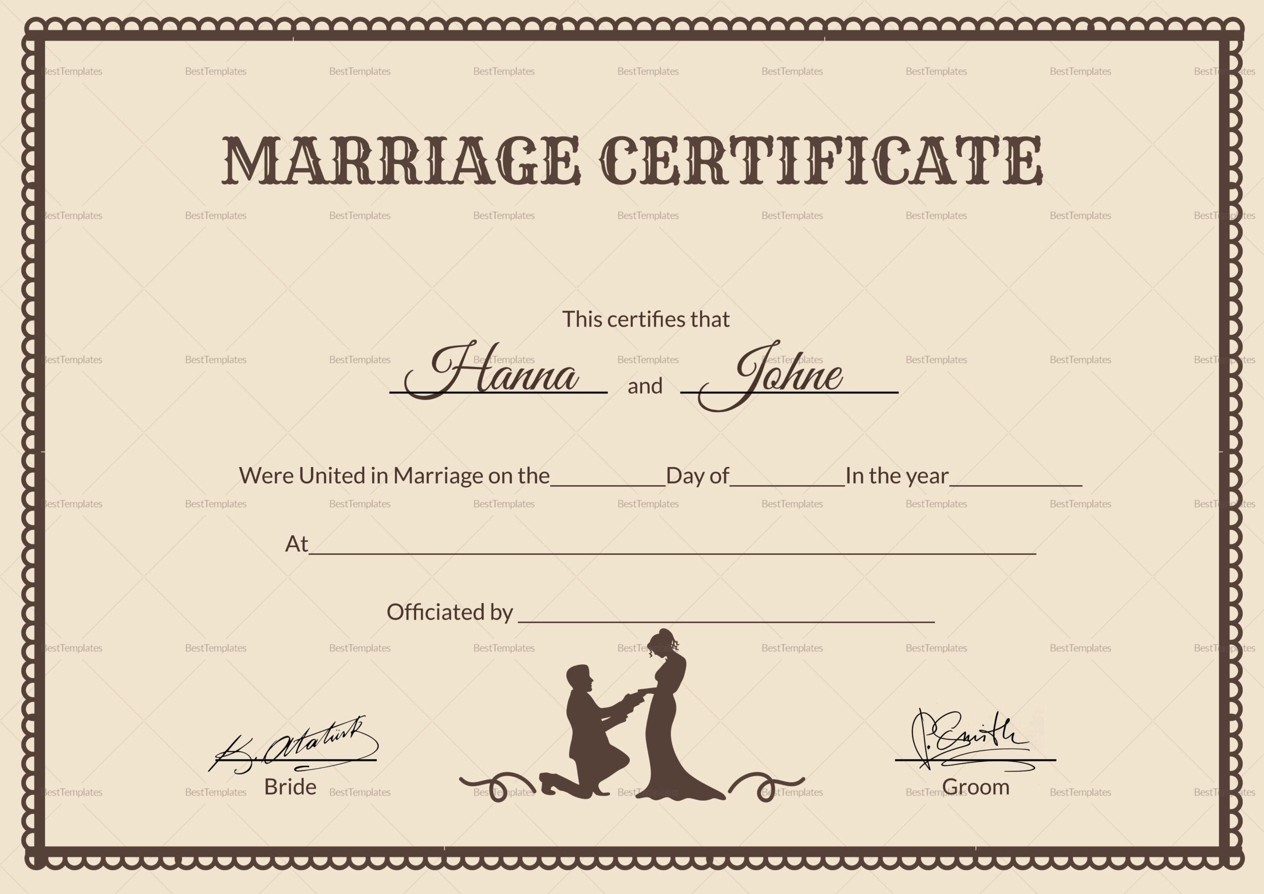 Marriage Certificate Template Certificate Of