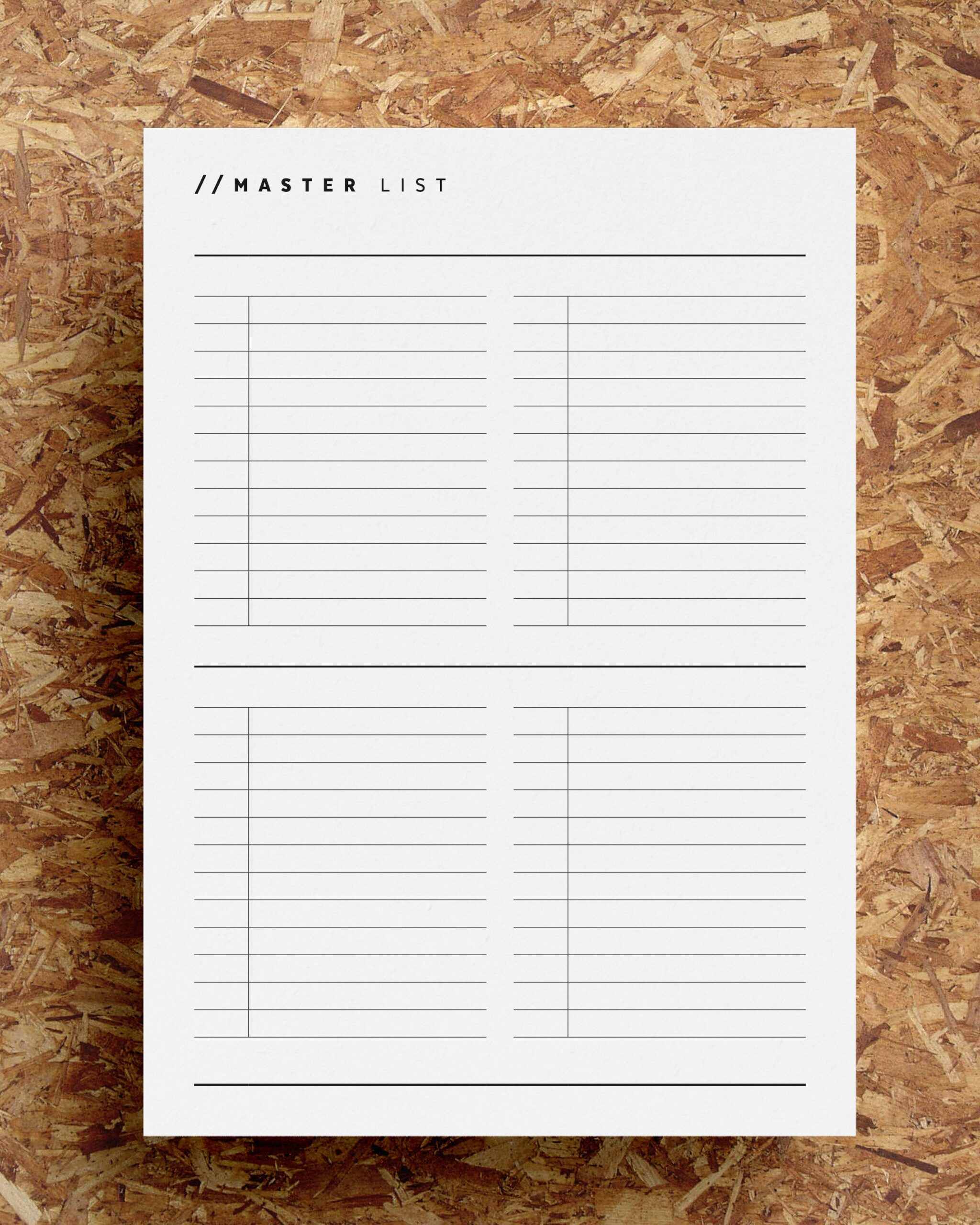 Master Task List Printable Task Planner Master To Do List Minimalist Black White A4 US Letter Instant Download Etsy