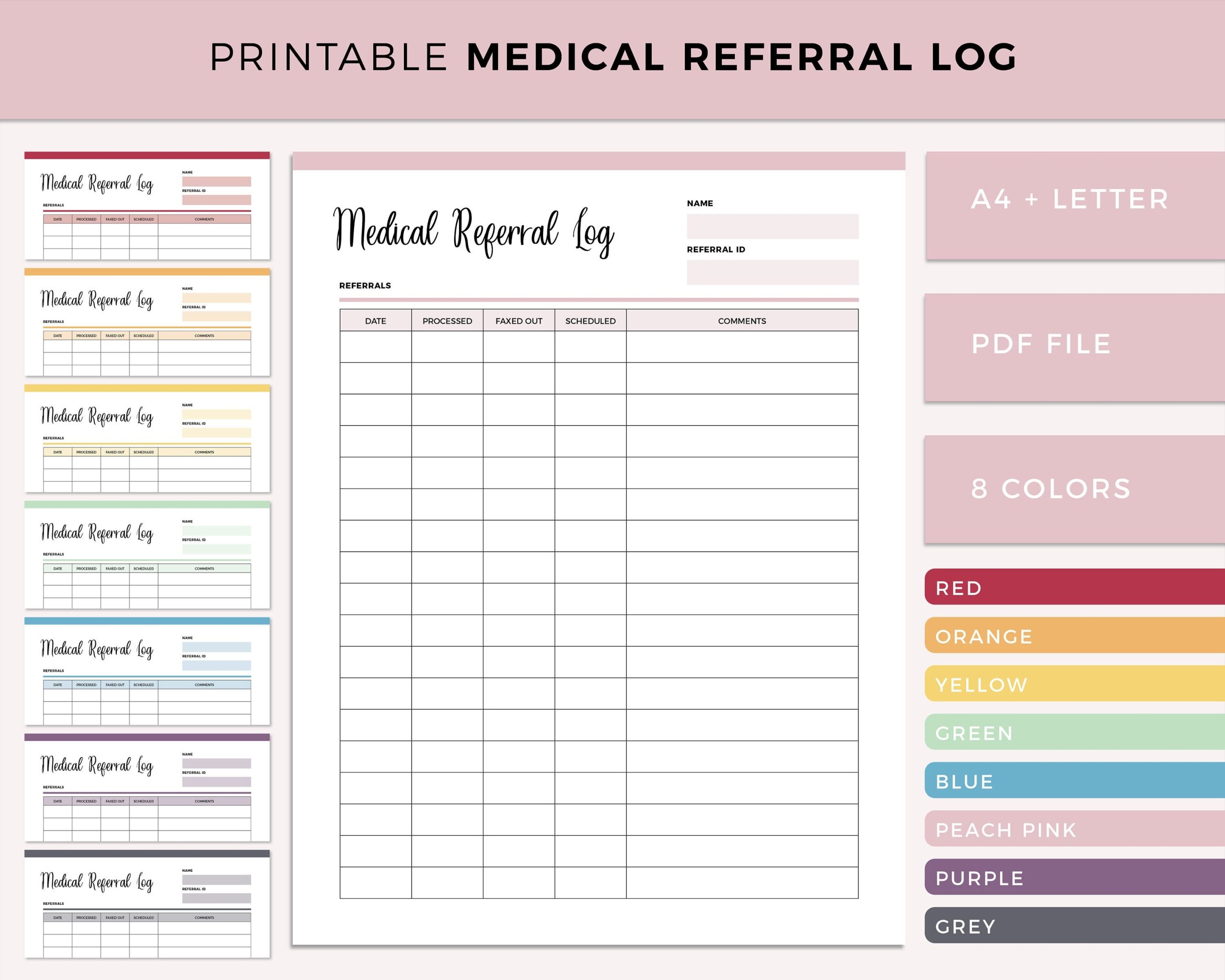 Medical Referral Log Printable Referral Tracker For Referral 