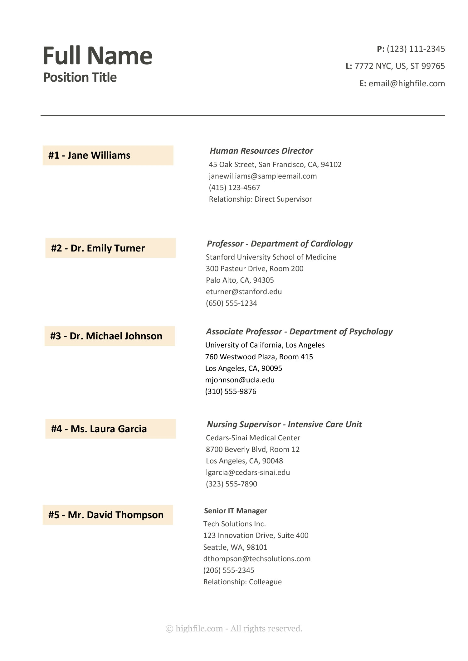 Minimal References List Template Word Google Docs Highfile