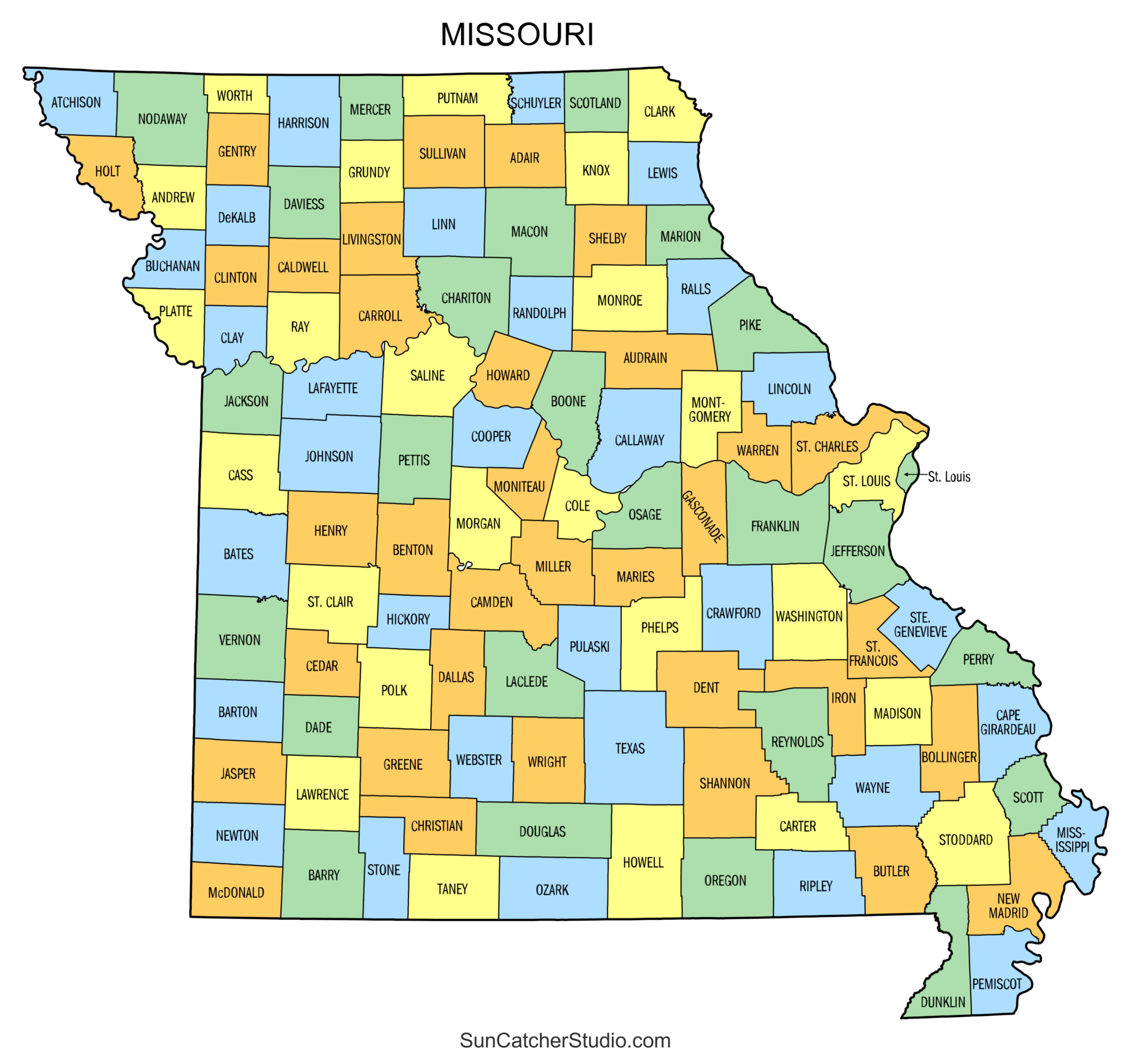 Printable Map Of Missouri Counties