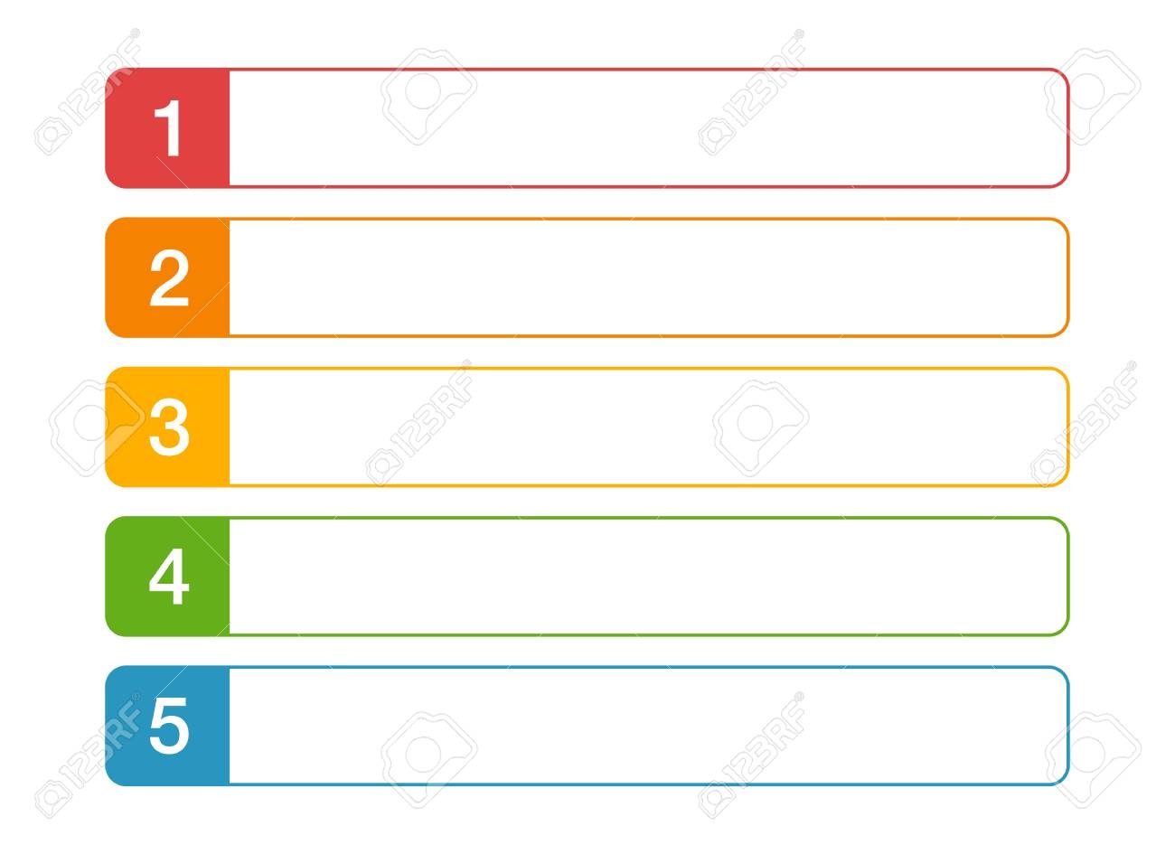 Modern Numbered List Design Template With Colorful Squares And Clear Background For Presentations Royalty Free SVG Cliparts Vectors And Stock Illustration Image 85719497 