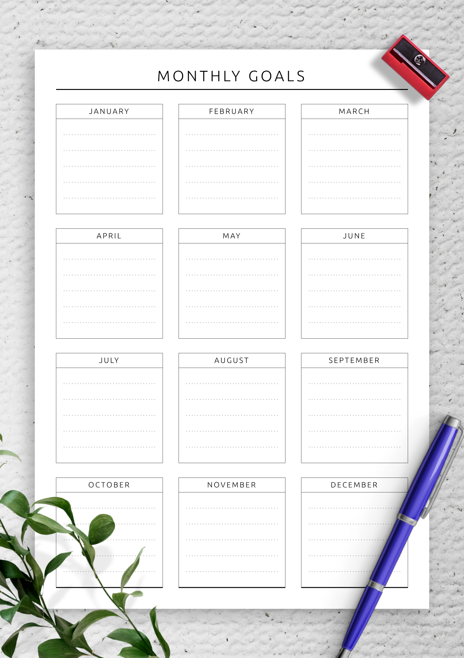 Goals List Template