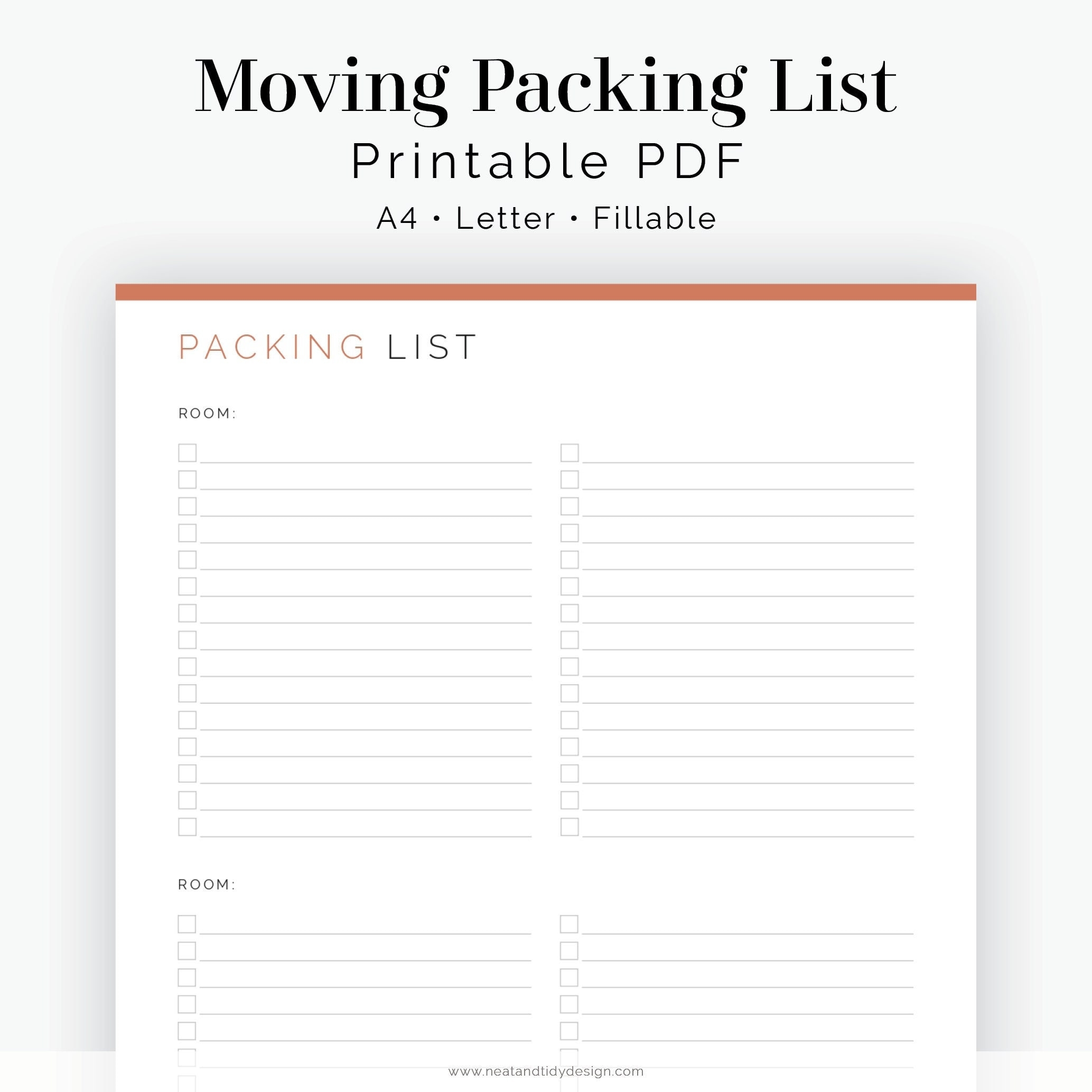 Moving Packing List Template