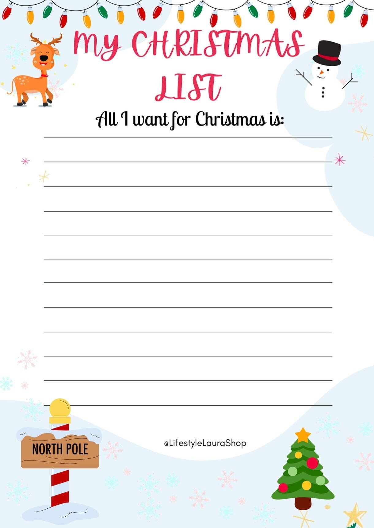 Cute Christmas List Template