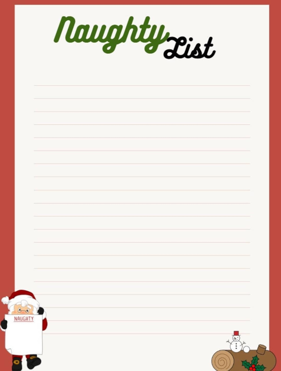 Naughty List Template