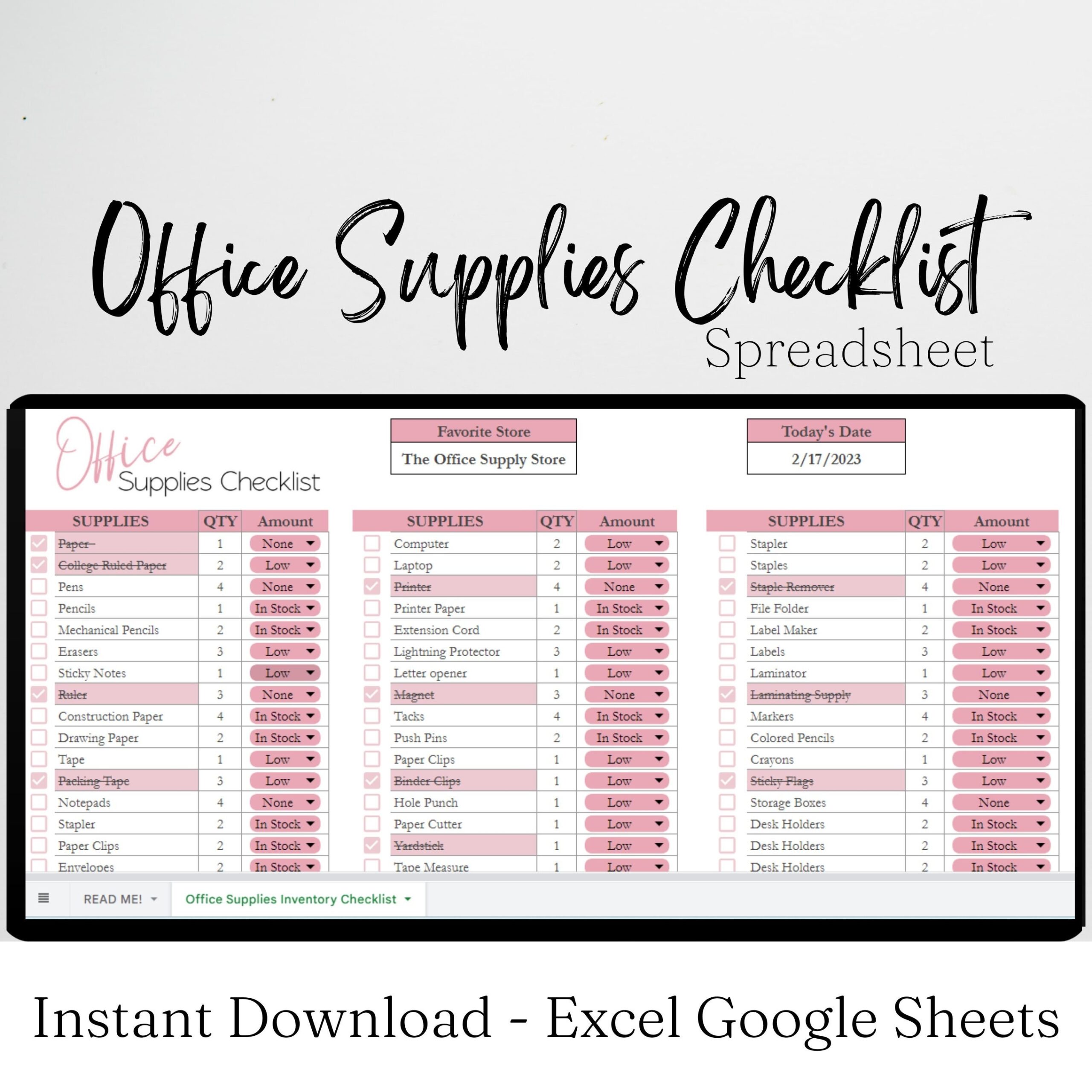Office Supplies Checklist Business Office Supplies Checklist 