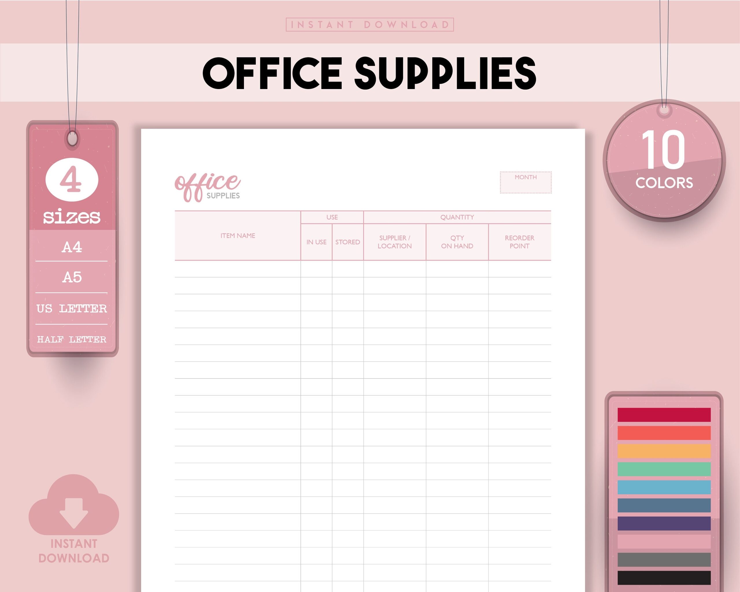Office Supply Log Office Supplies Inventory Tracker Product 
