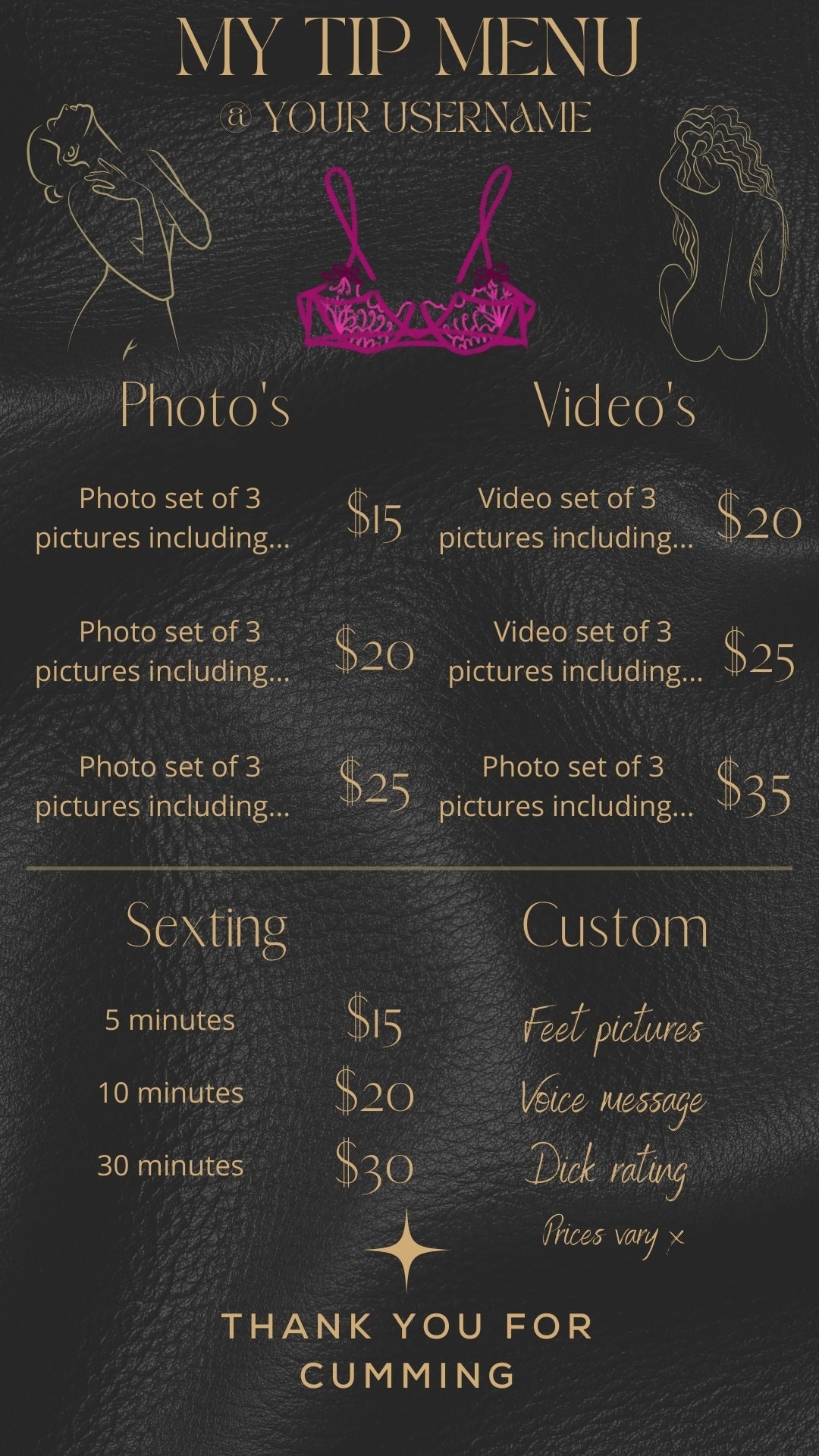Only Fans Tip Menu Editable Etsy