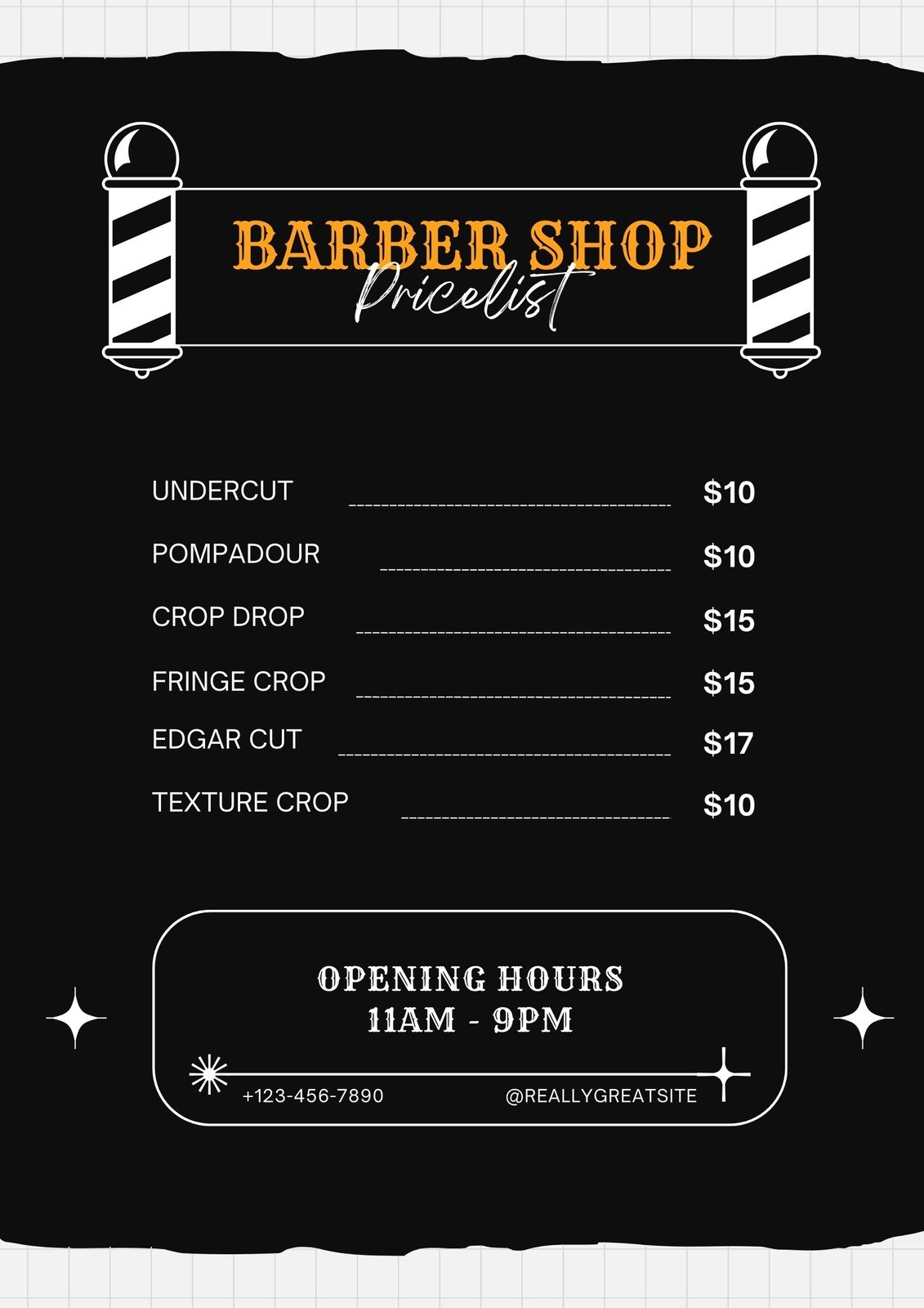 Free Barber Shop Price List Template