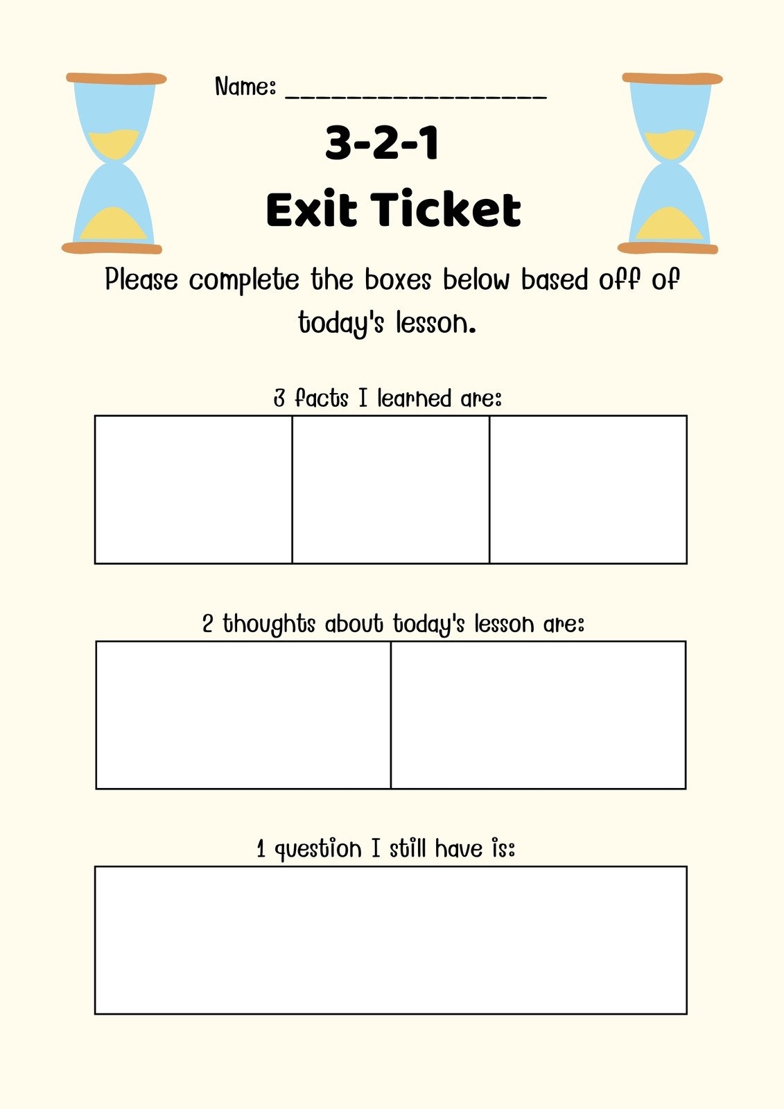 Page 2 Free Printable Exit Ticket Templates You Can Customize Canva