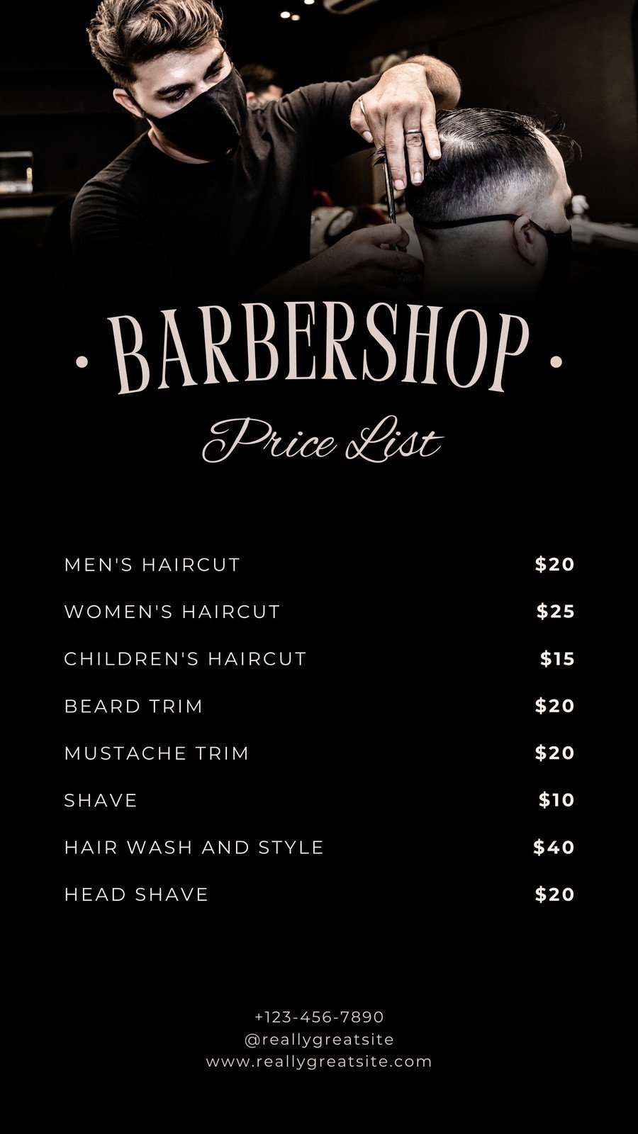 Barber Shop Price List Template