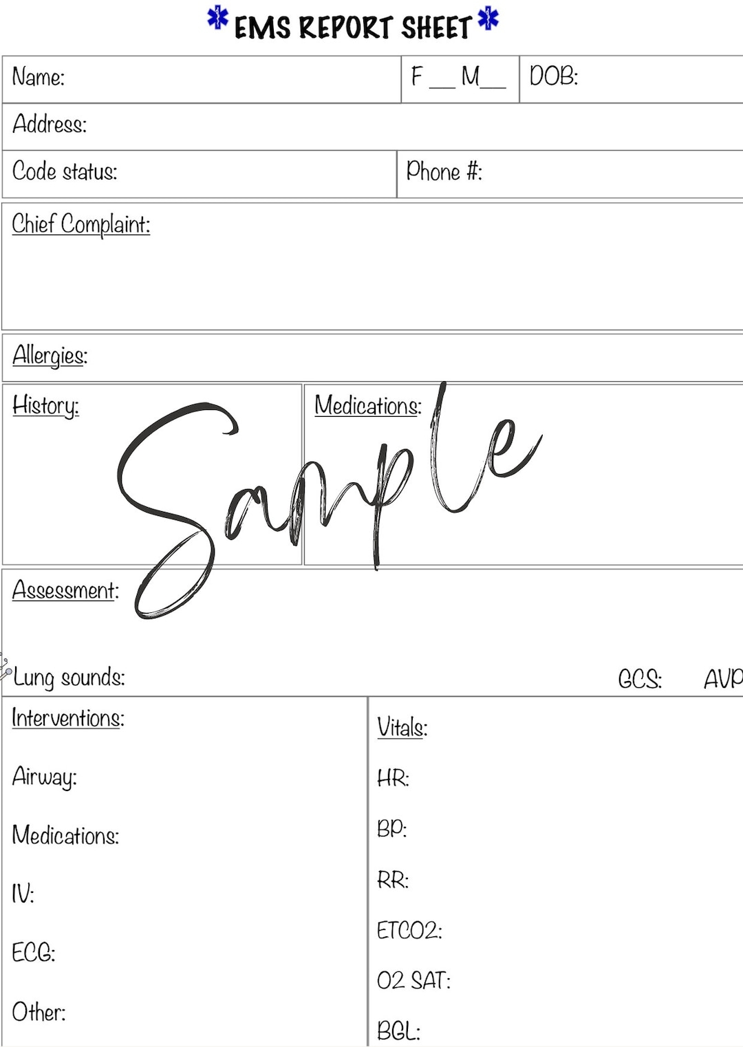 Ems Chart Template