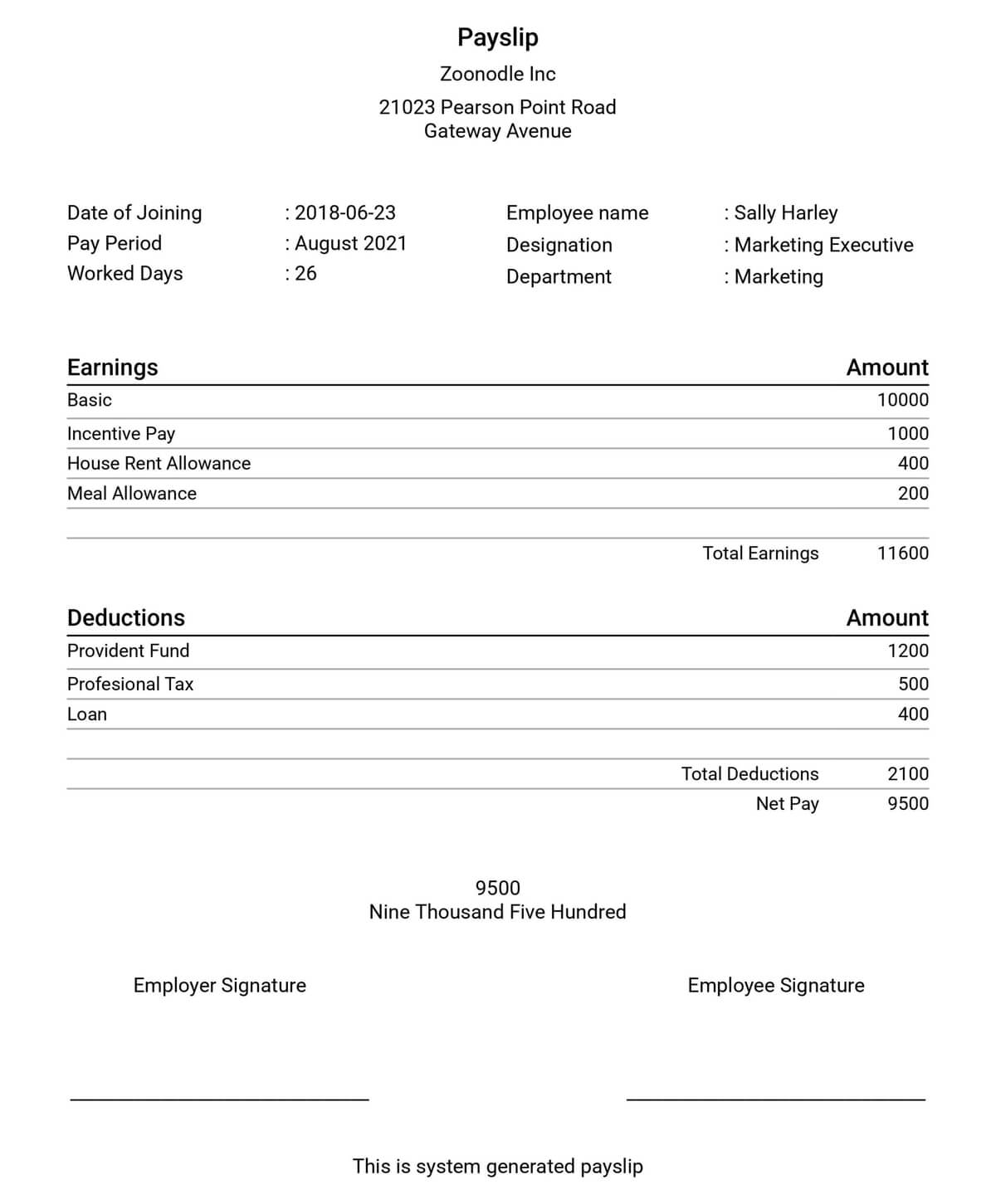 Pay Slip Template