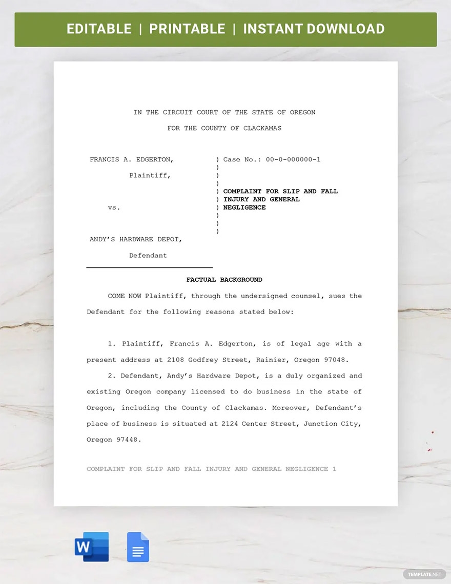 Blank Printable Court Motion Template