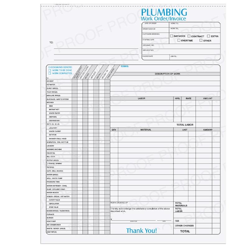 Plumbing Invoice With Checklist Personalized DesignsnPrint