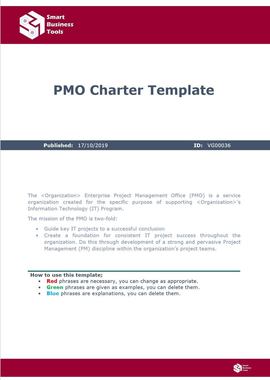 Pmo Charter Template