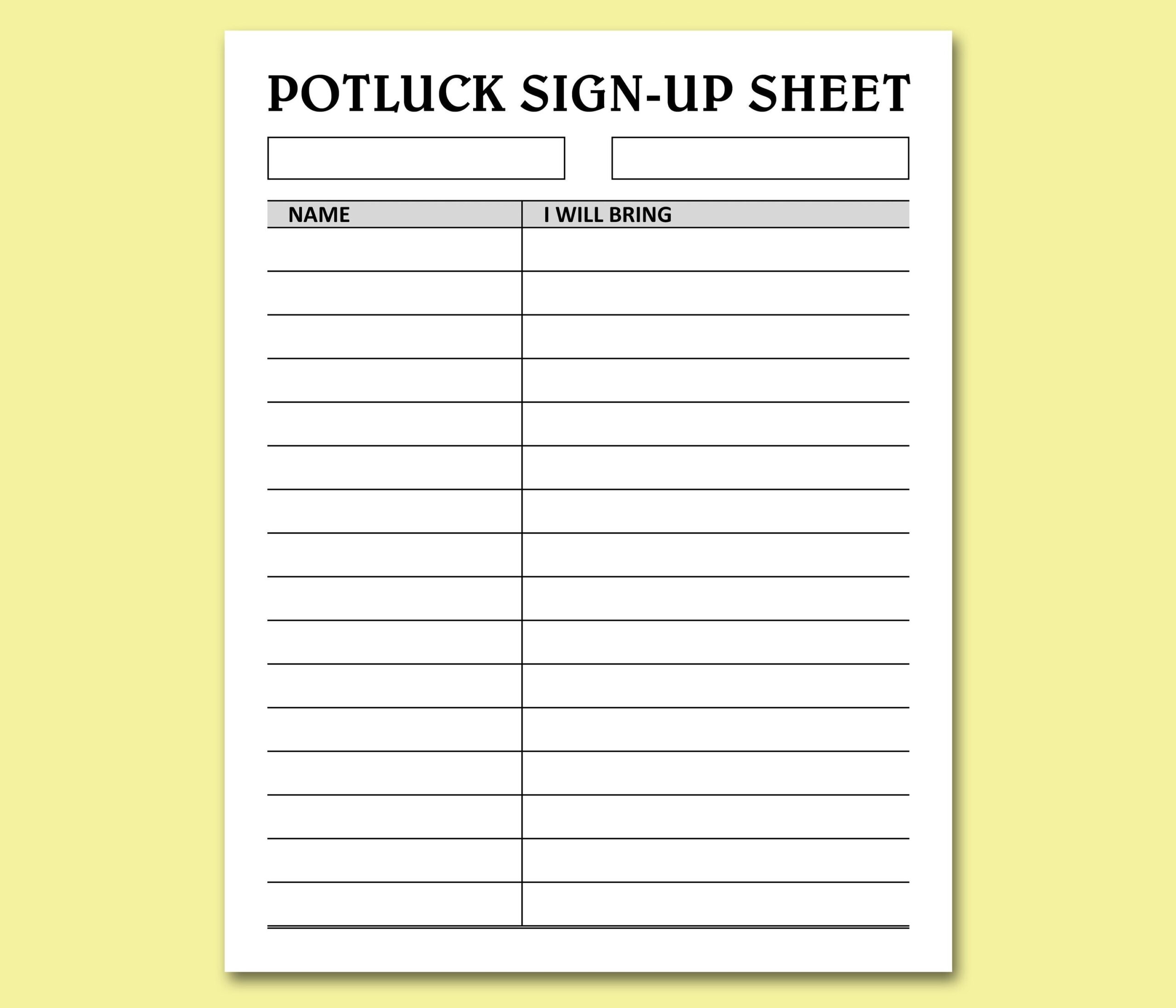 Potluck Sign Up Sheet Printable Holidays Events Potluck Brunch Dinner Party Food Signup Organizer Instant Download Letter A4 PDF