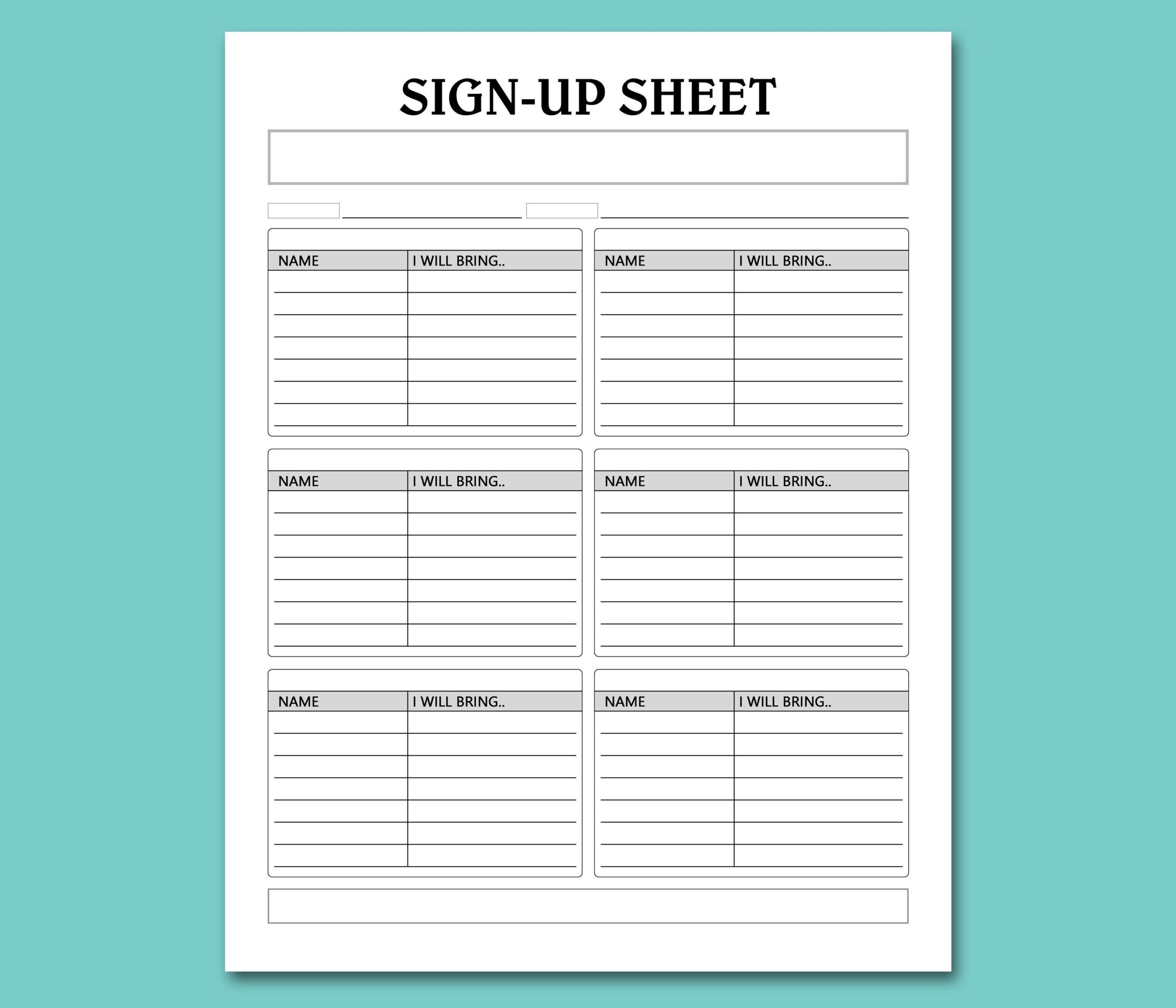 Potluck Sign Up Sheet Printable Template Sign Up Sheet Template For Potluck Dinner Instant Download Letter A4