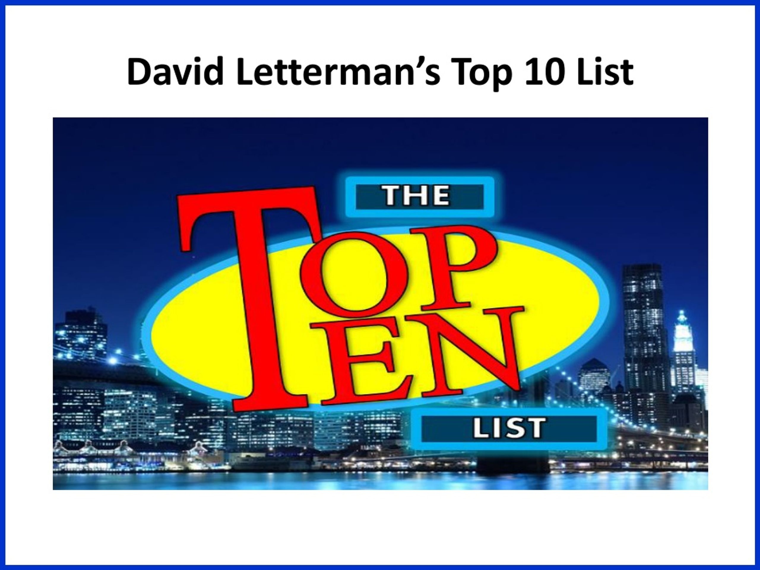 David Letterman Top 10 List Template
