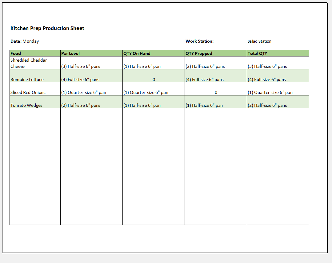 Prep List Template
