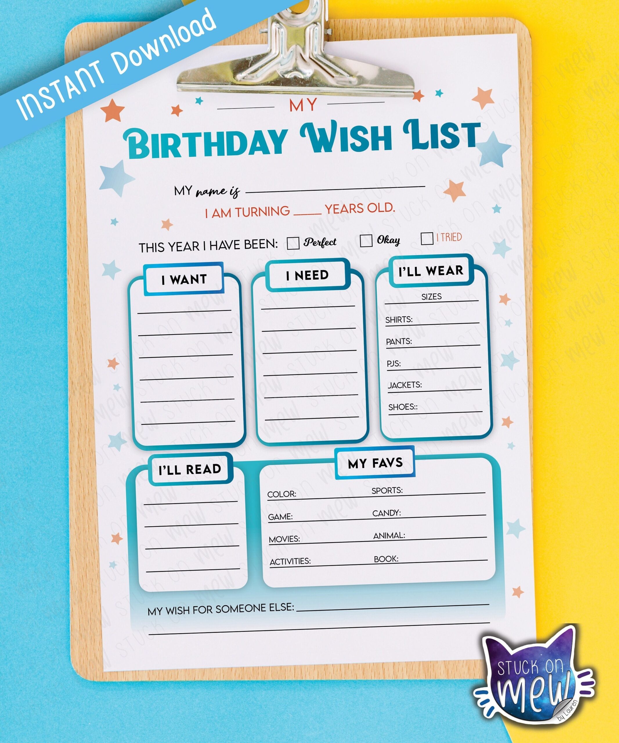Printable Birthday Wish List Template
