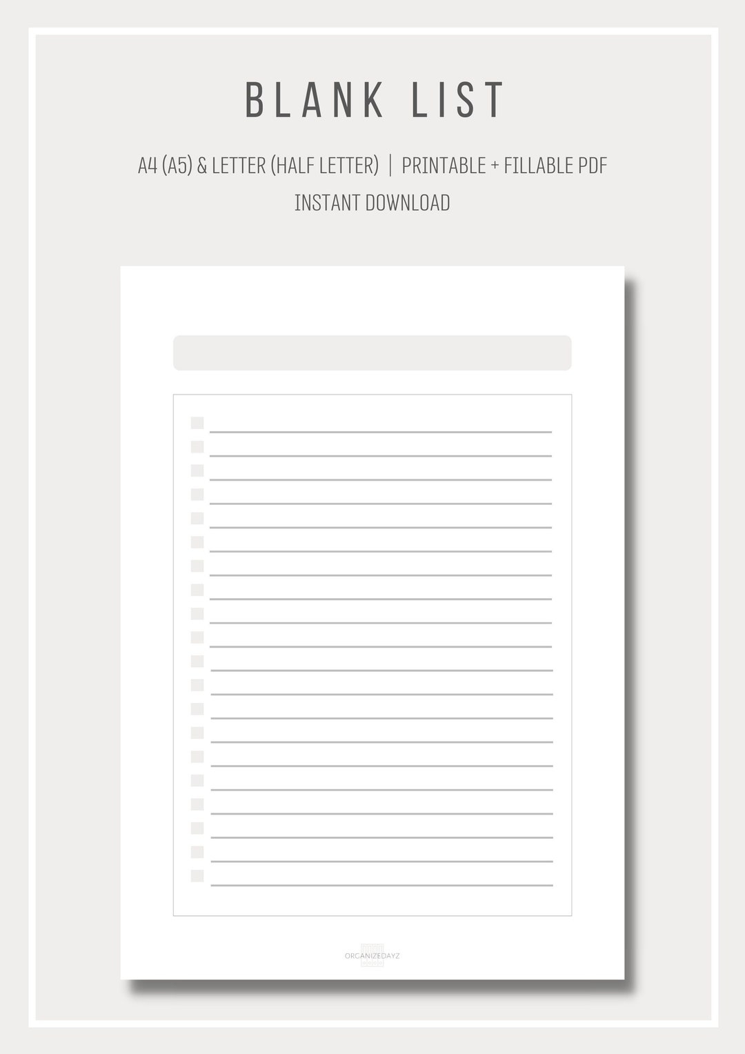 Parts List Template