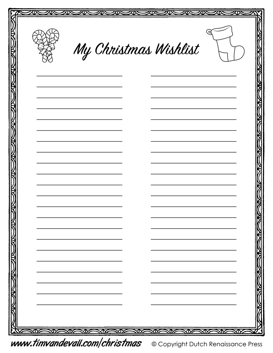 Printable Christmas Wishlist Template For Kids