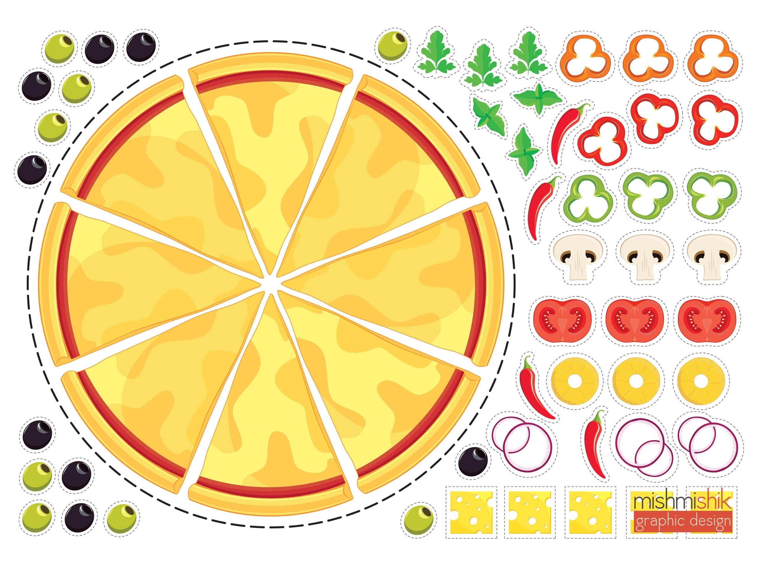 Printable DIY Craft Pizza For Kids Etsy Worksheets Library