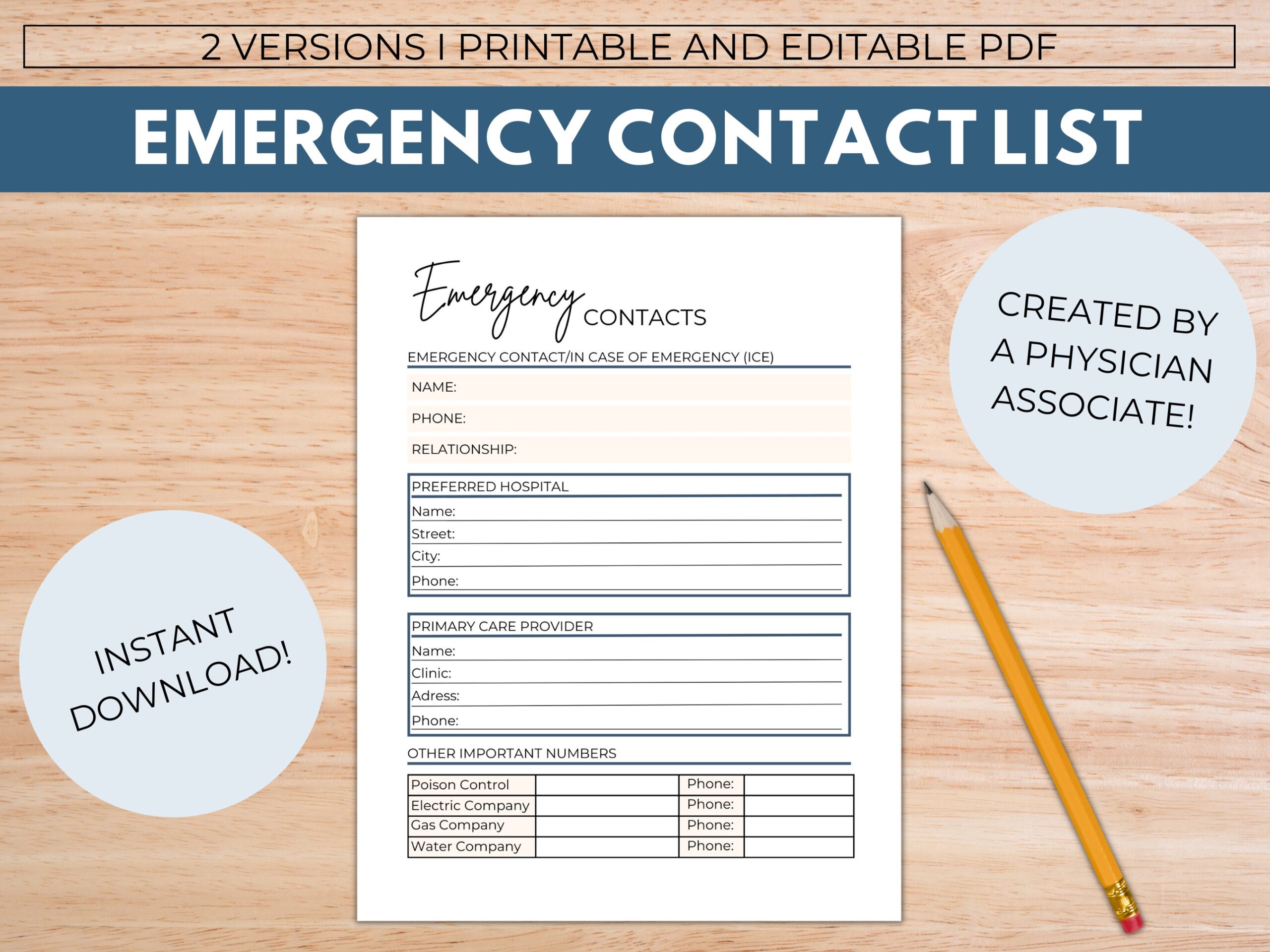 Emergency List Template