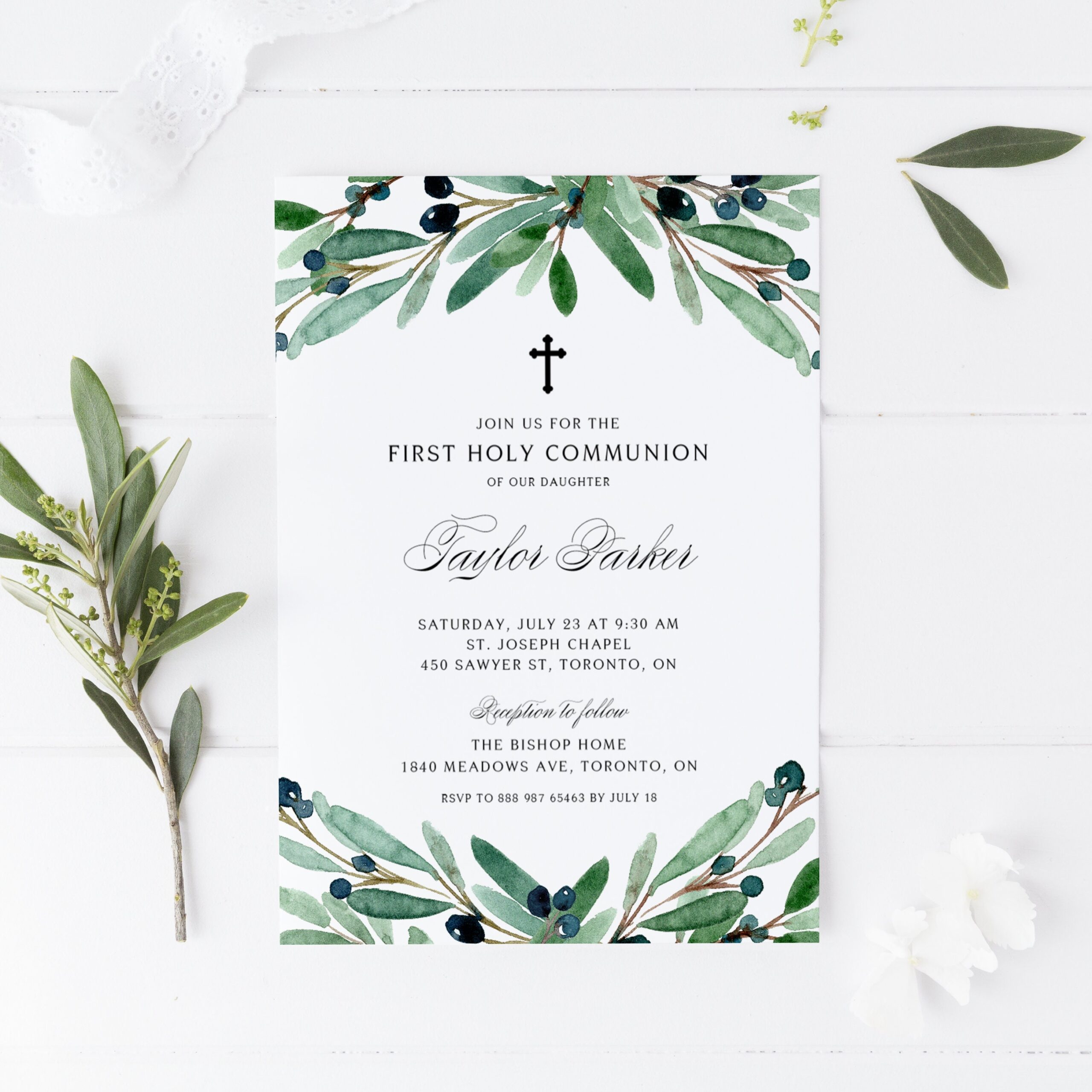 Printable Blank Holy Communion Invitation Template