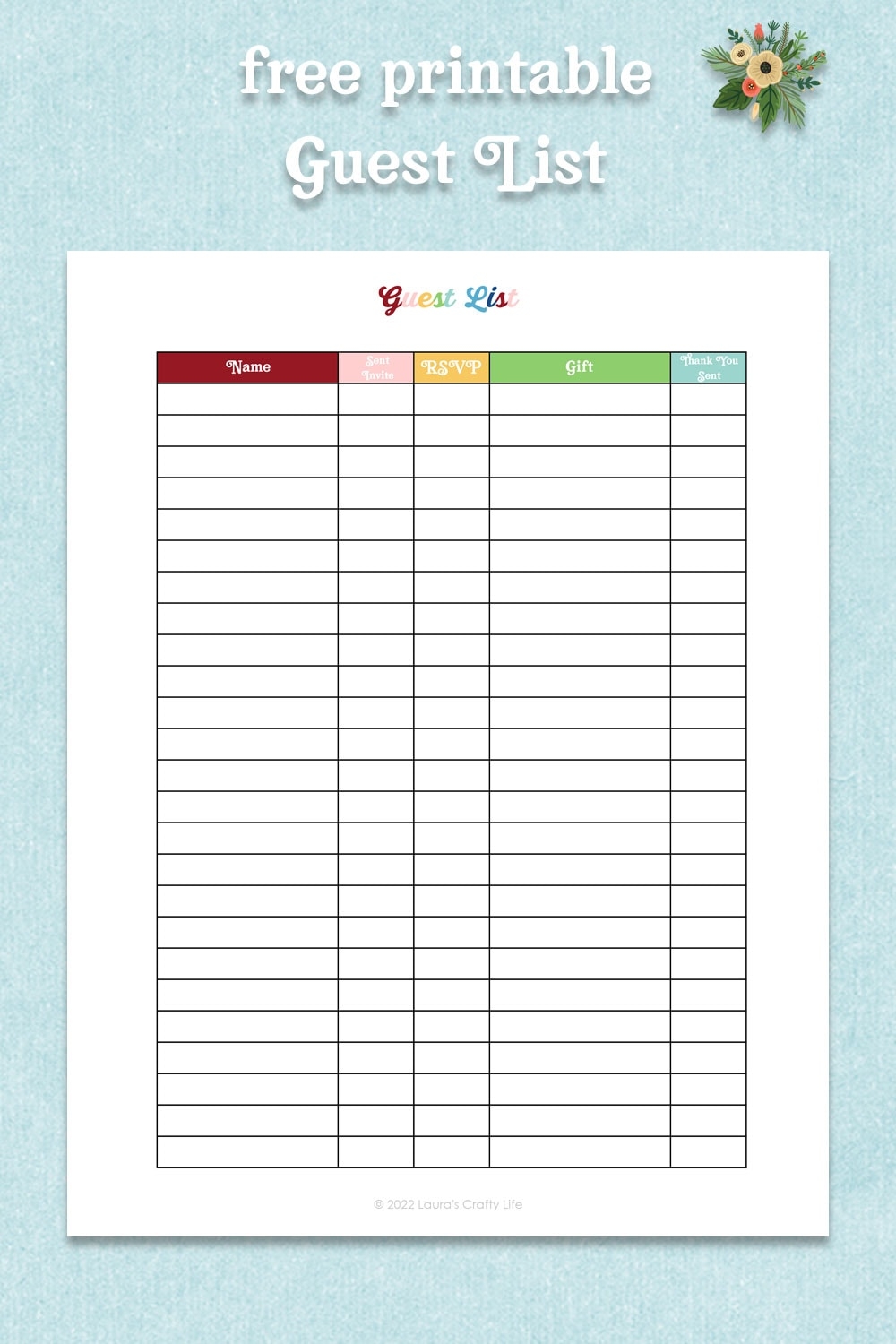 Free Guest List Template