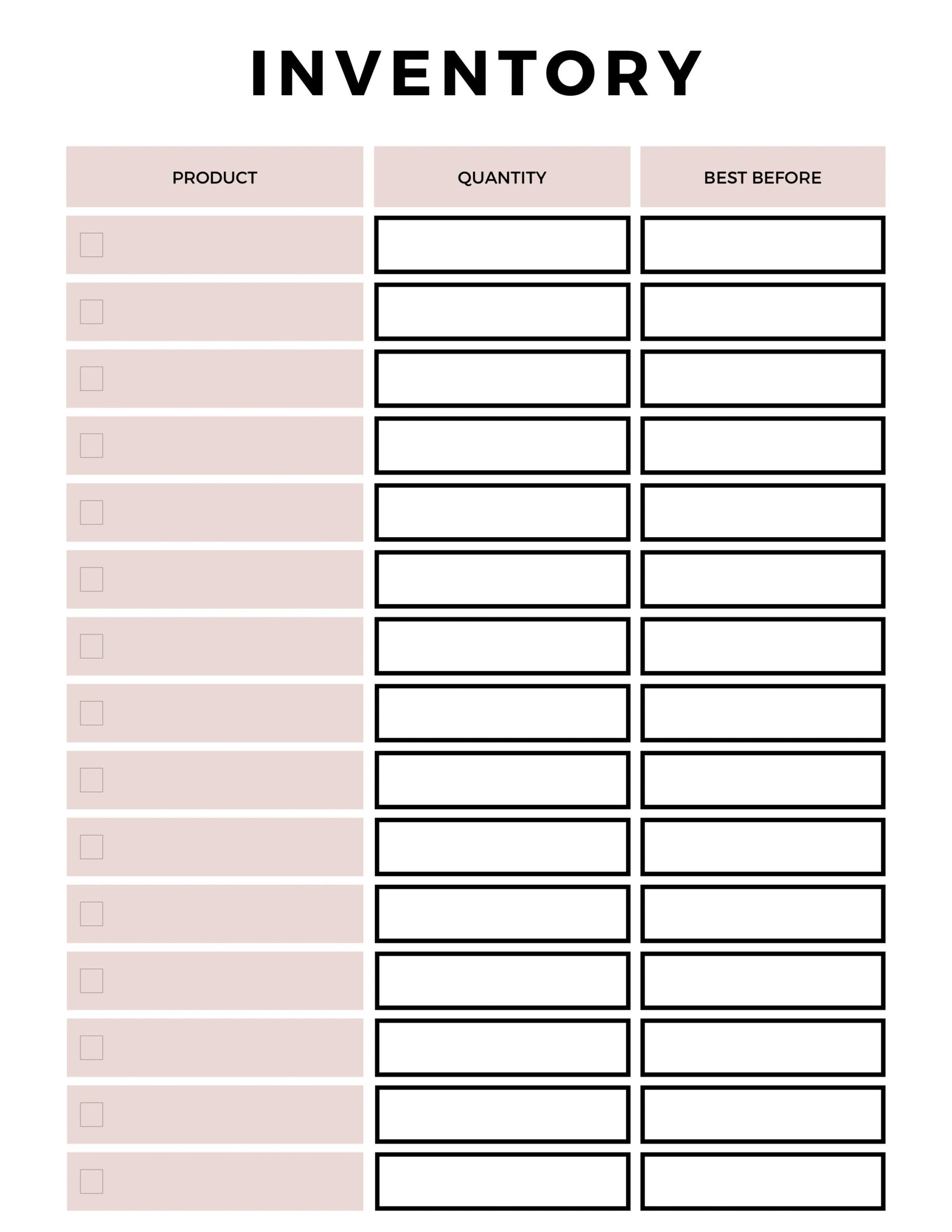 Simple Inventory List Template
