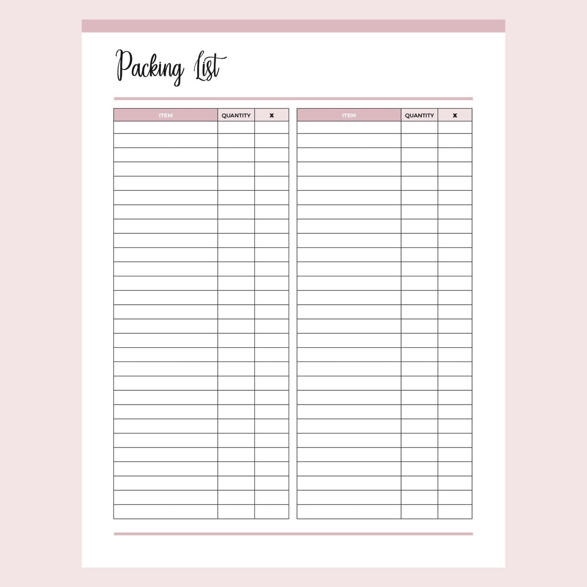 Printable Packing List Worksheets Library