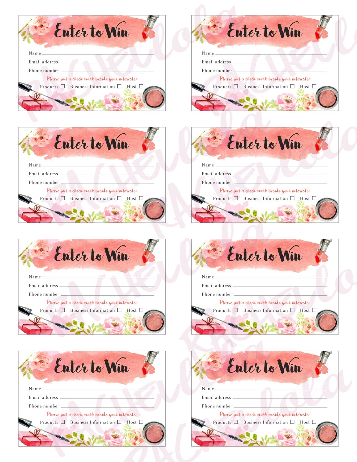 Printable Raffle Ticket Door Prize Entry Form Template Enter To Win Makeup Giveaway Booth Instant Download Template Mary Kay Stylist Etsy