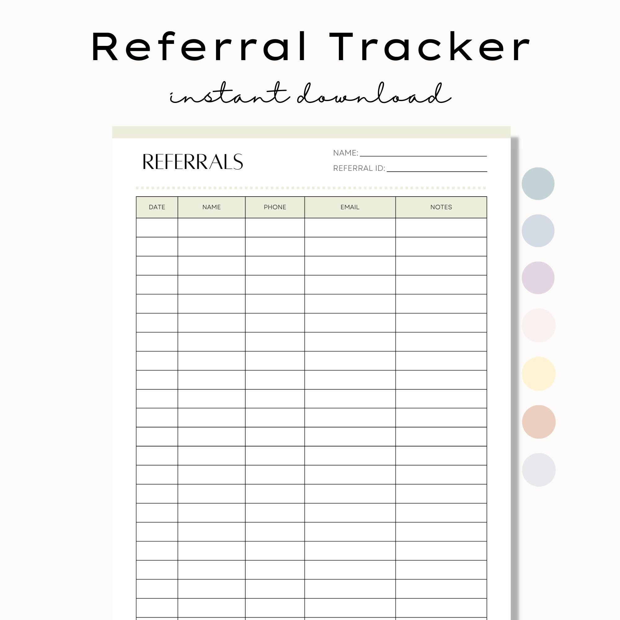 Referral List Template