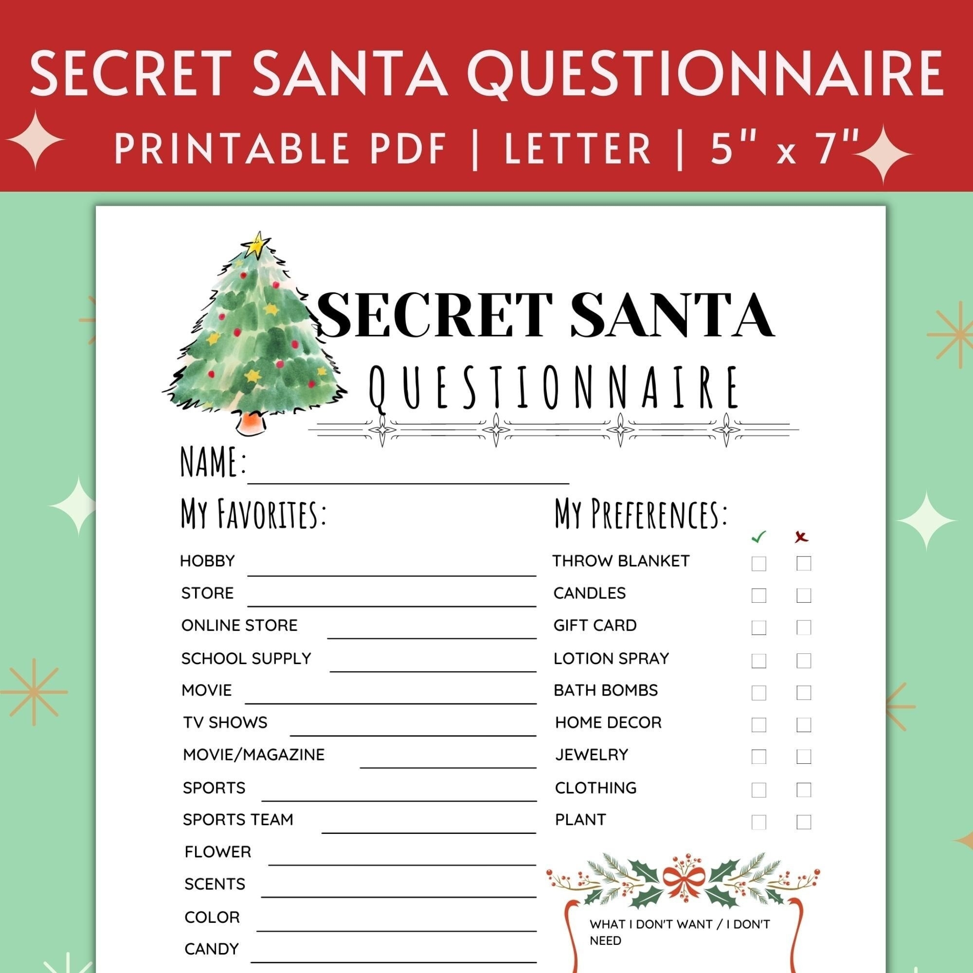 Christmas Gift Exchange List Template