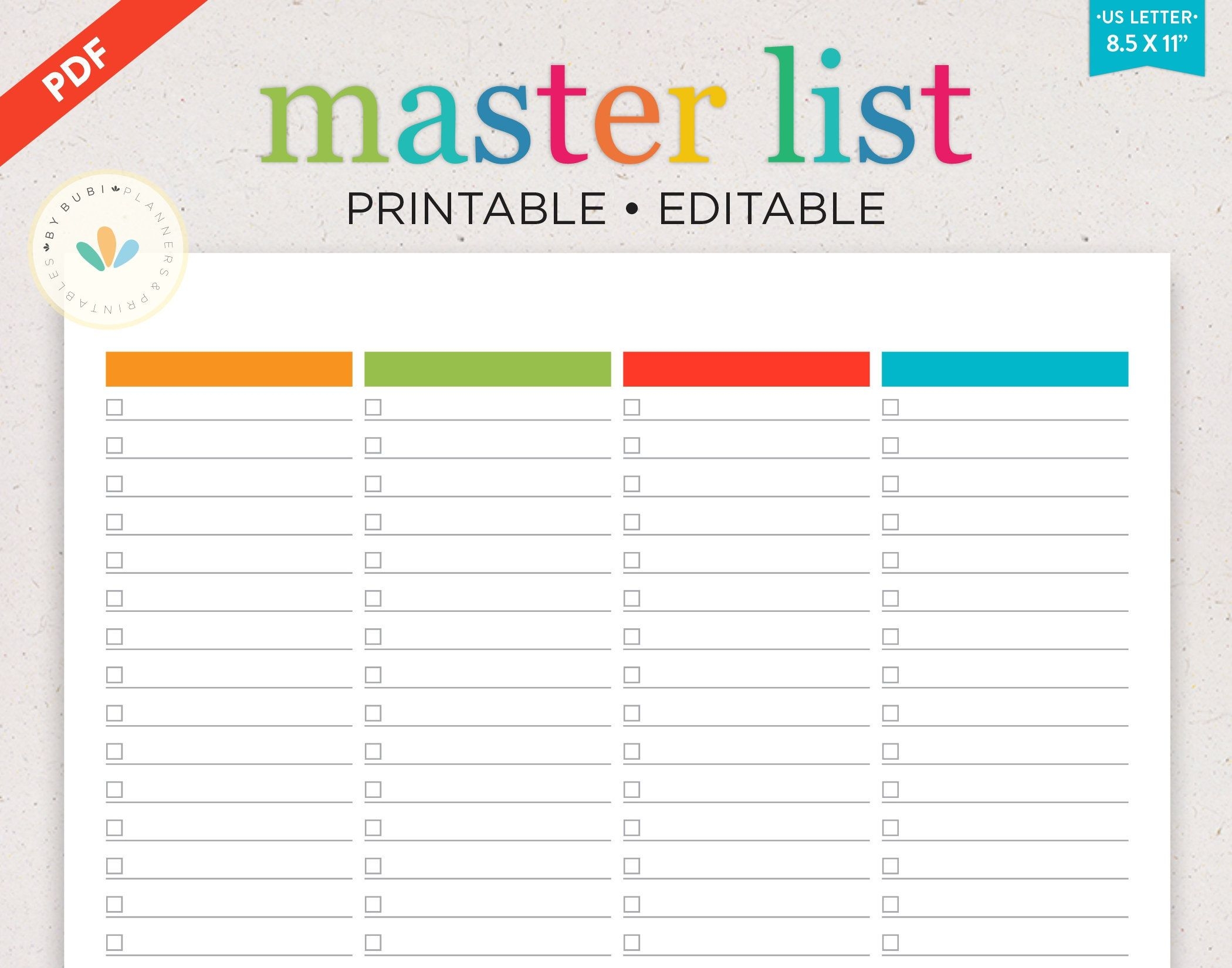 Master To Do List Template
