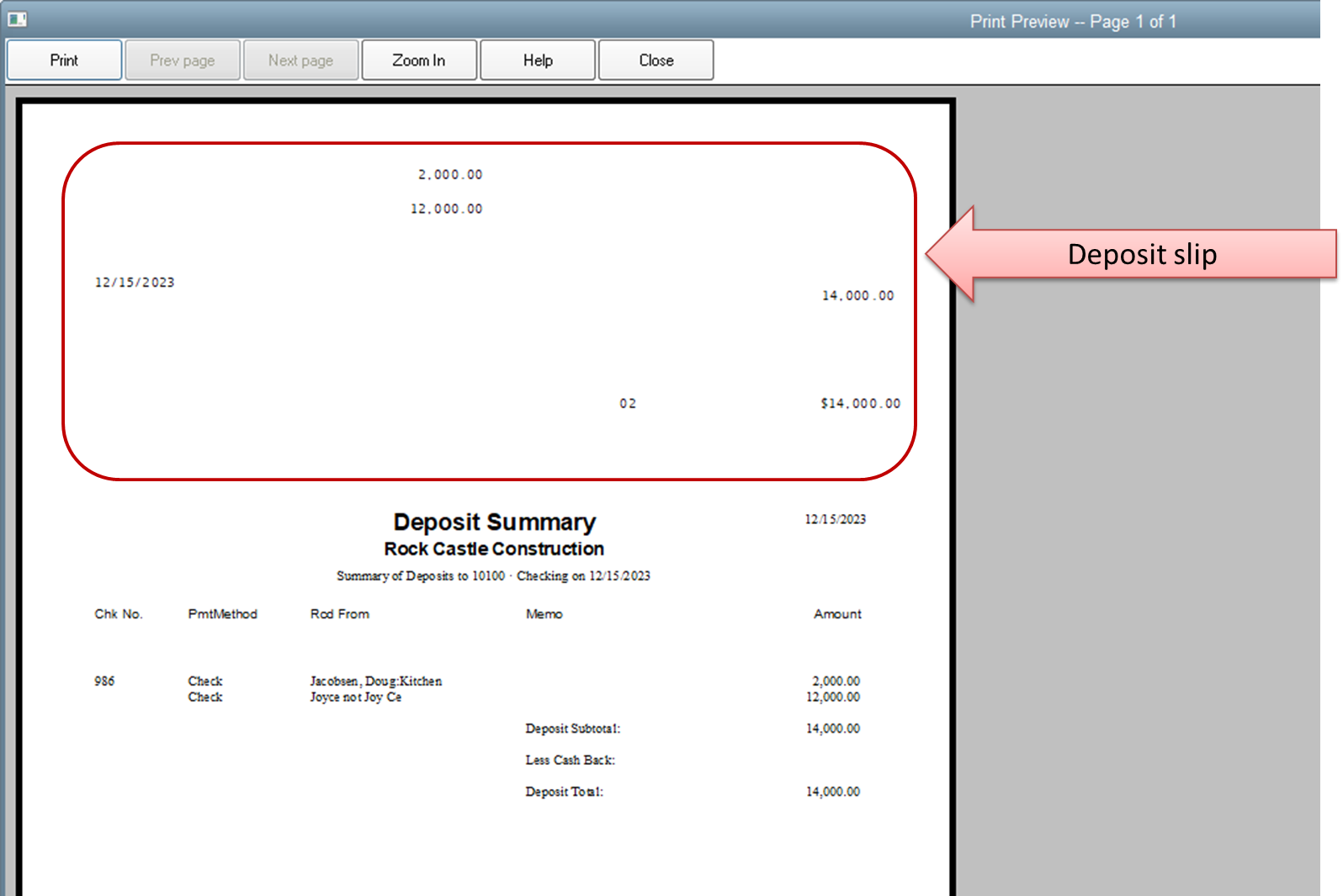 Quickbooks Deposit Slip Template