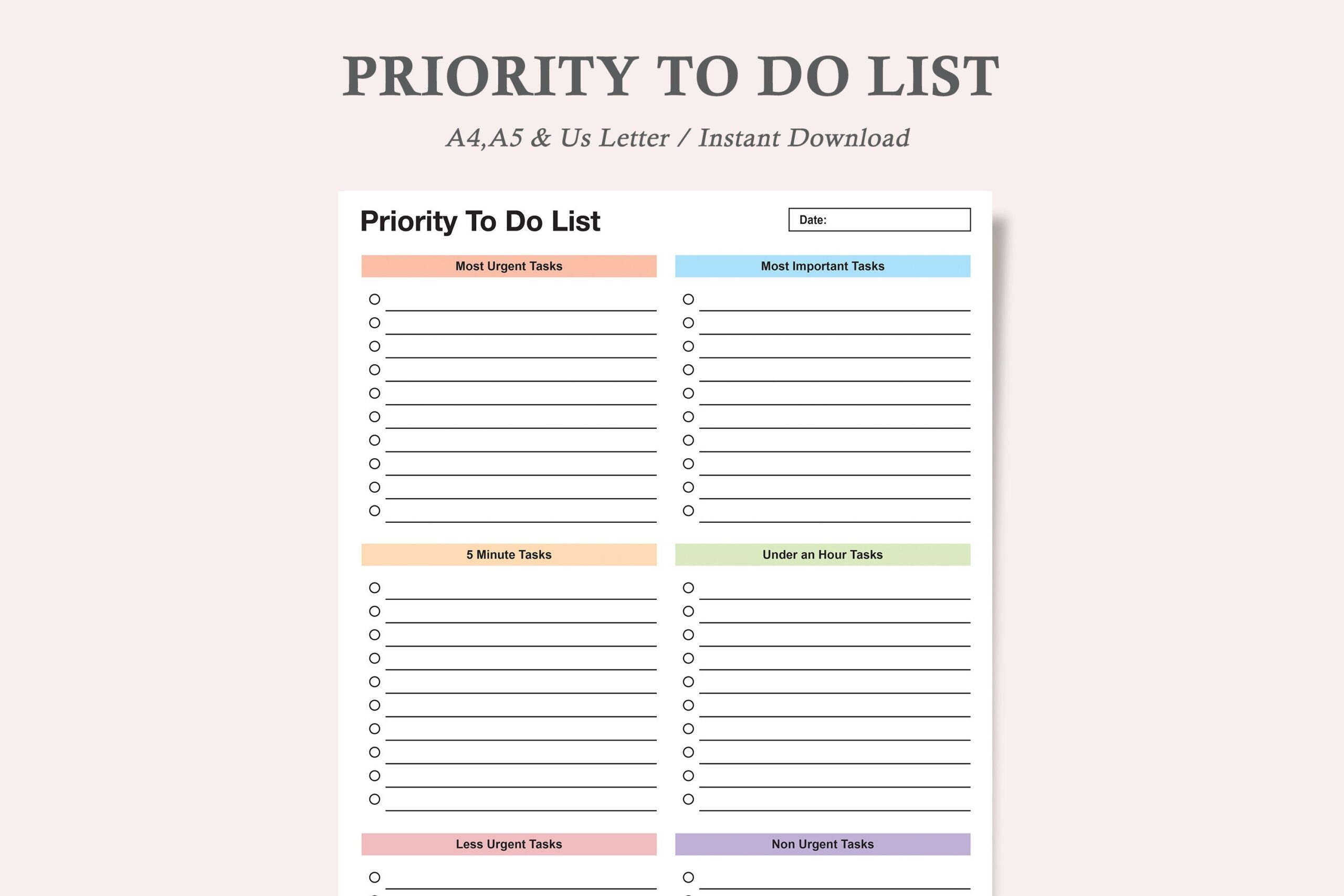 Priority Task List Template