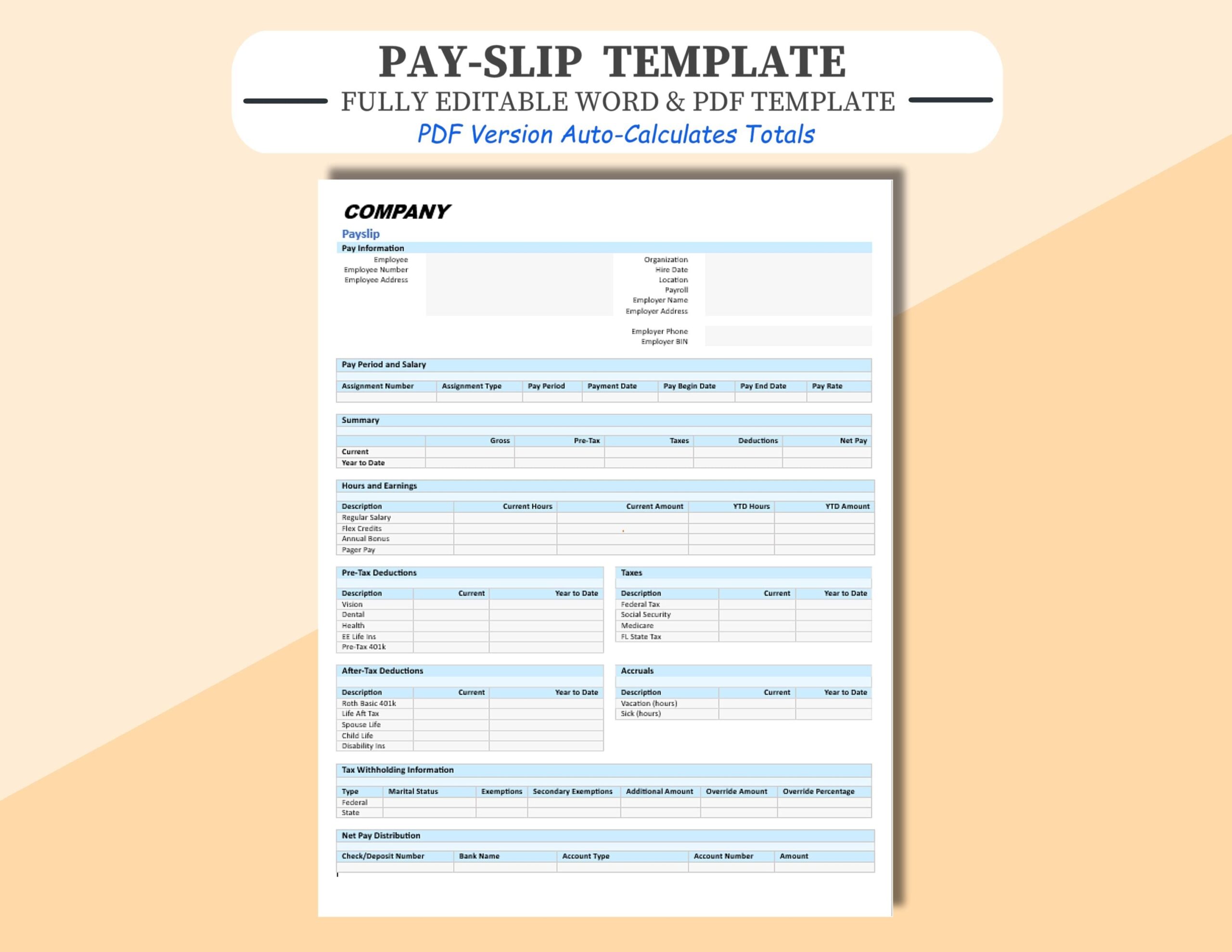 Pay Slip Template Word