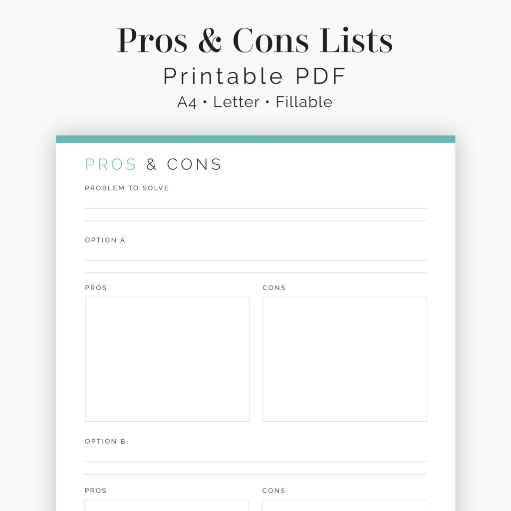 Pro And Con List Template