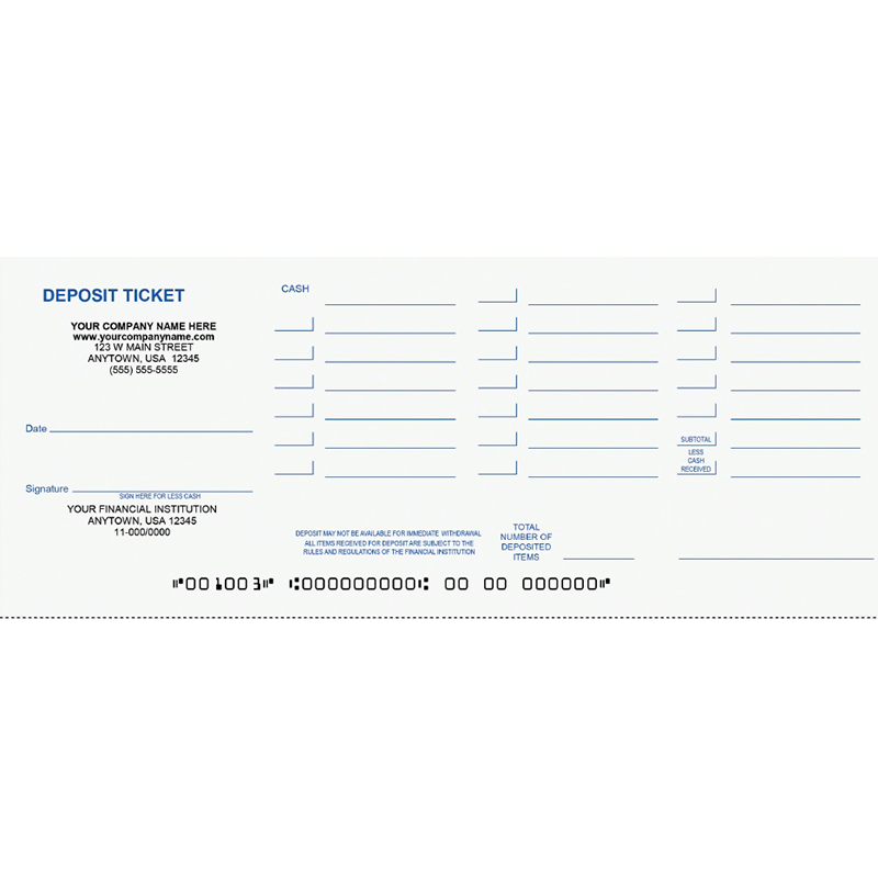 Quickbooks Deposit Slip Template